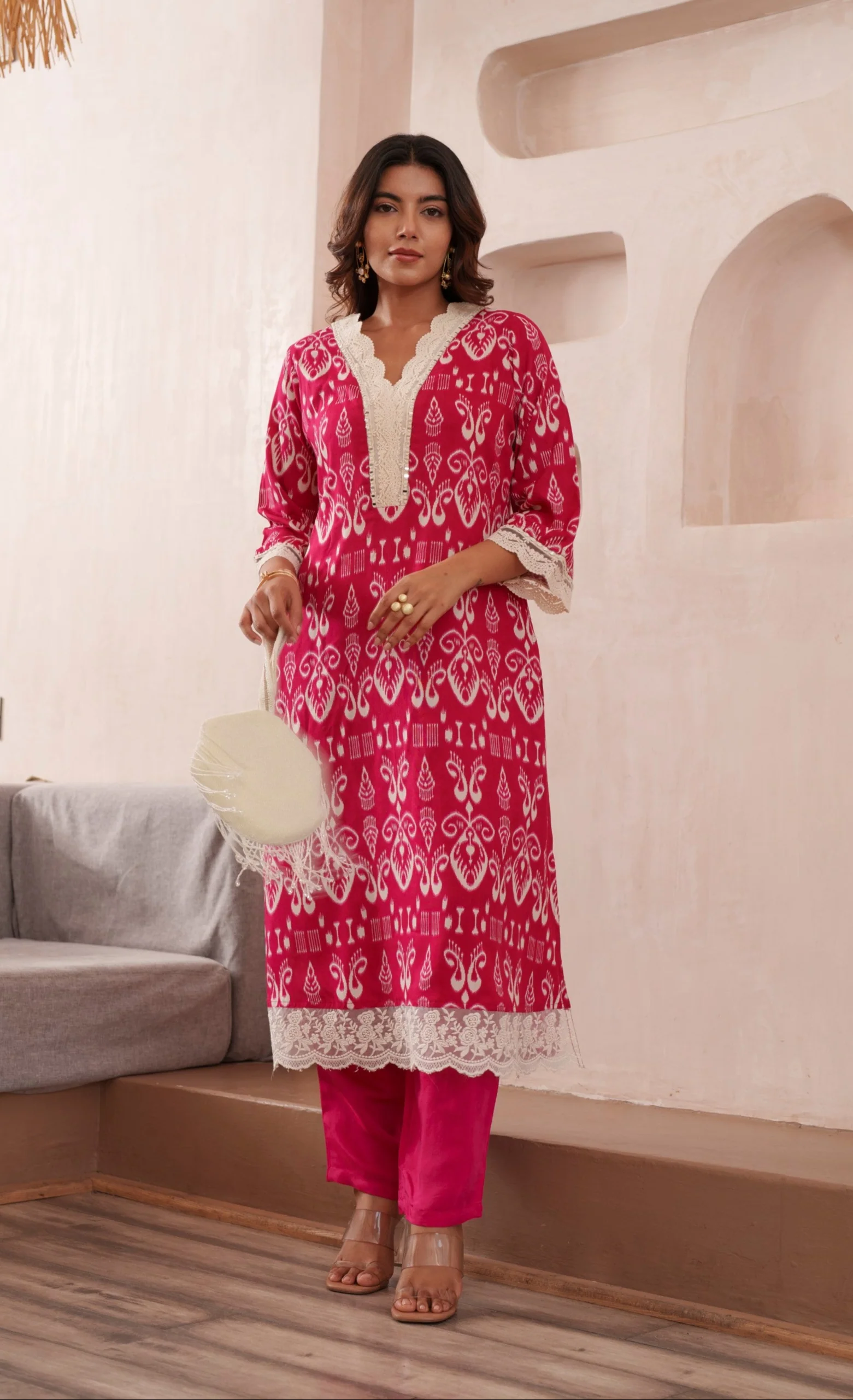 Tashvika Rouge Cotton Kurta Pant set - Image 7