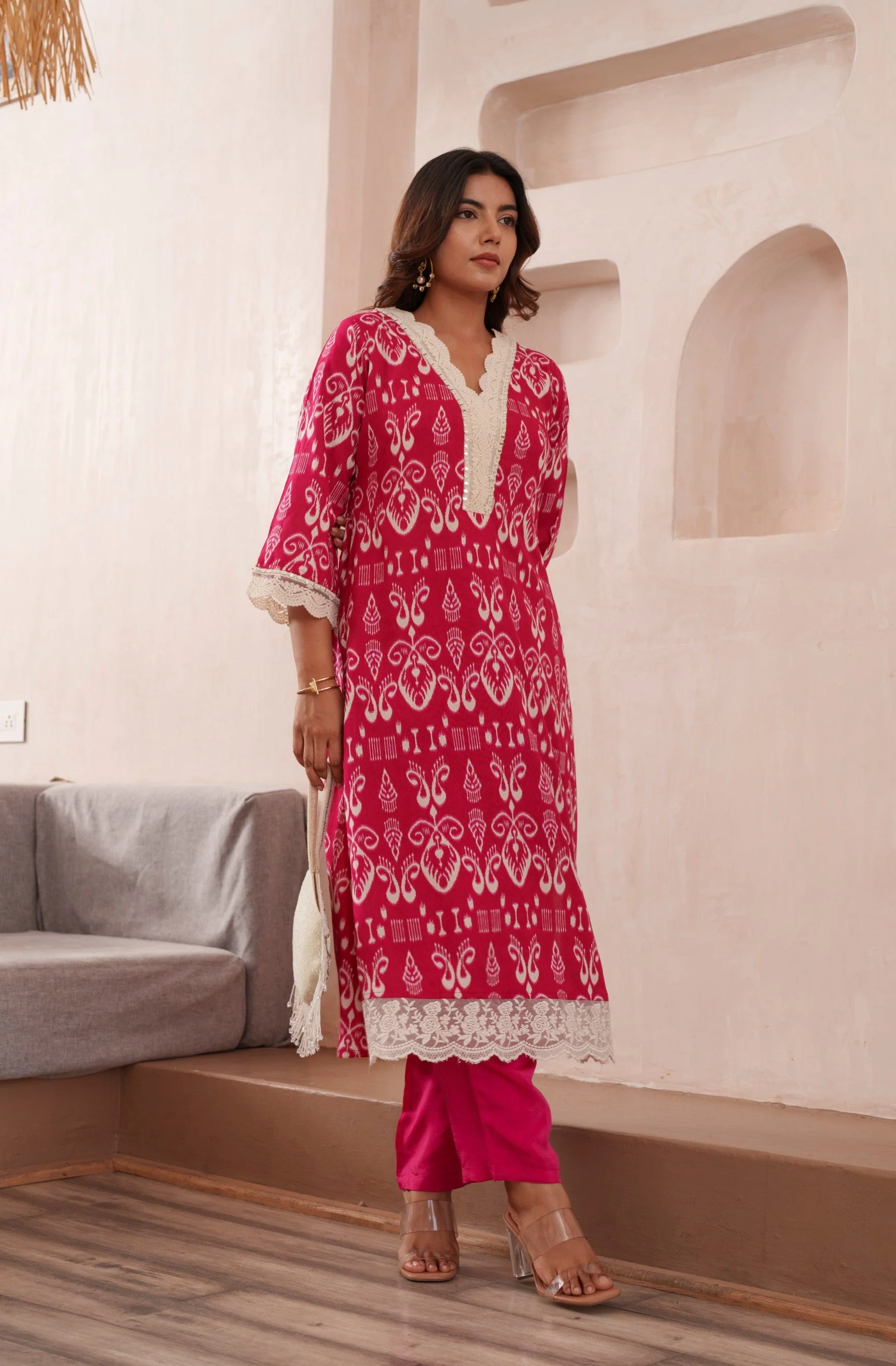 Tashvika Rouge Cotton Kurta Pant set - Image 8