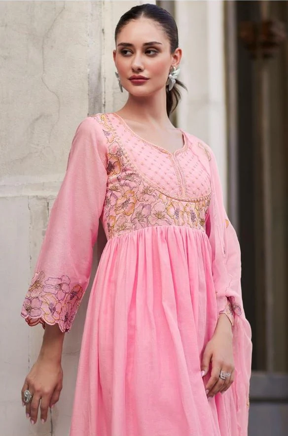 Rubina Rose Cotton Mul Embroidery Premium Anarkali Suit Set - Image 4