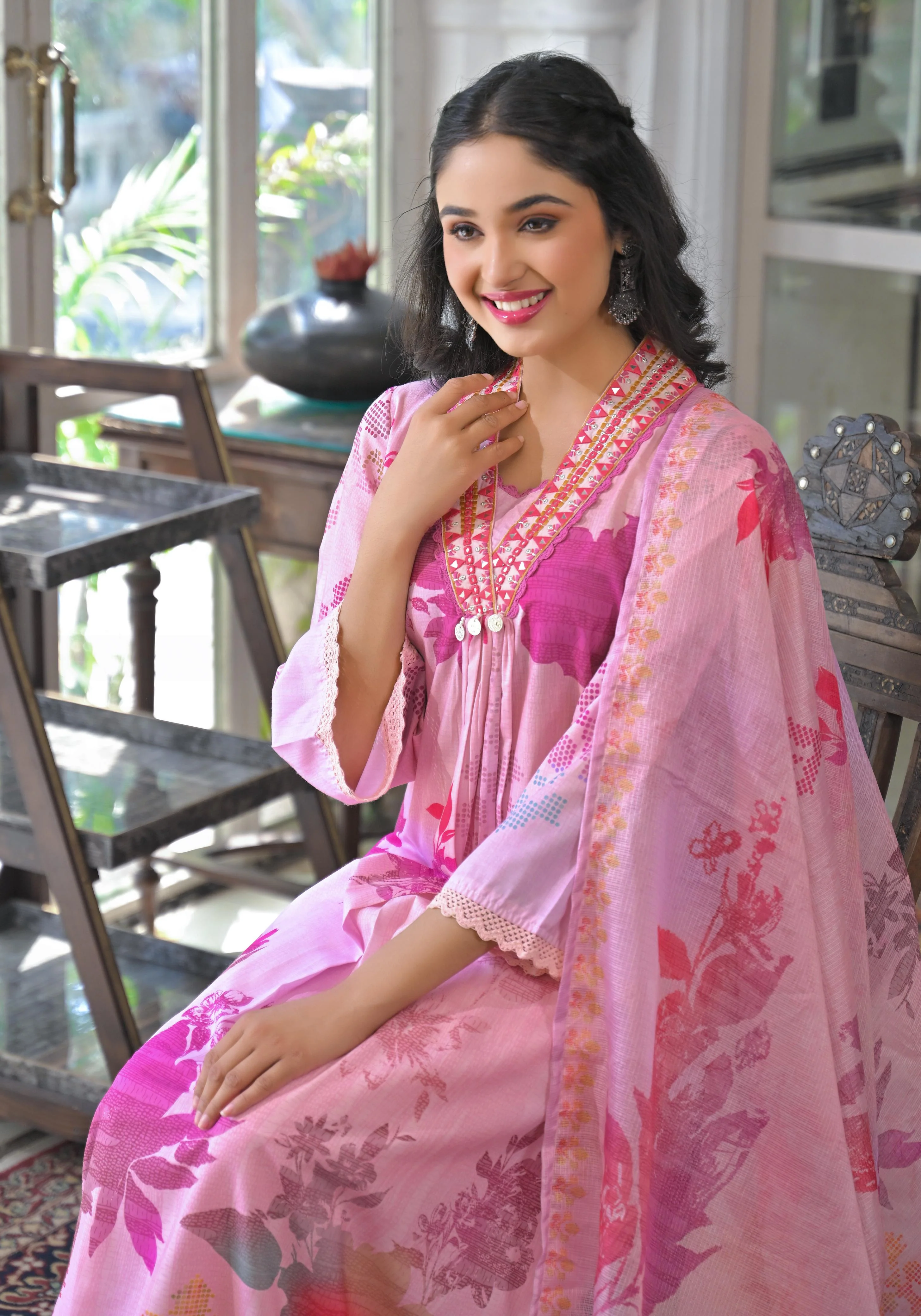 Lakshita rose printed cotton suit set - Image 2