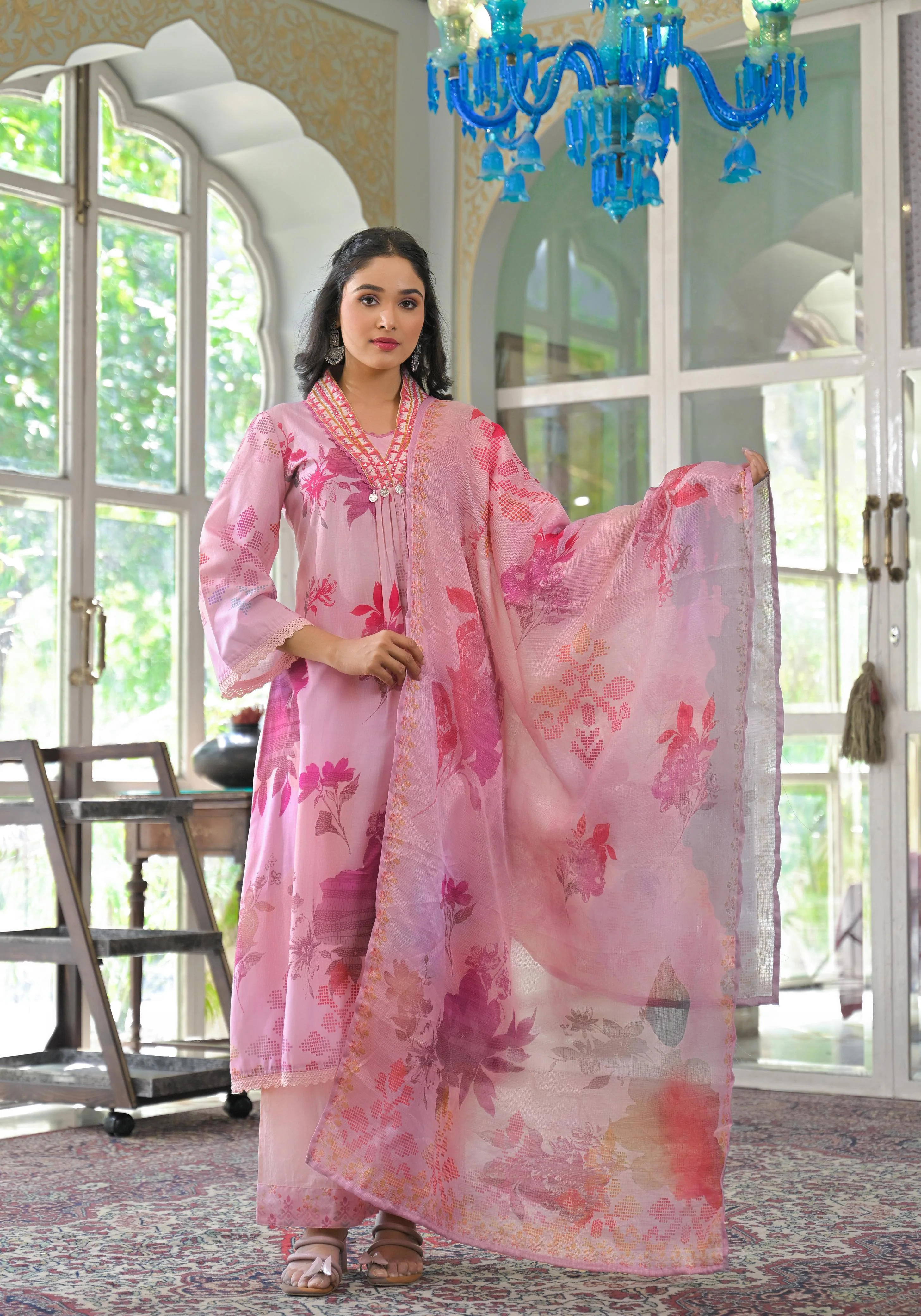 Lakshita rose printed cotton suit set - Image 4