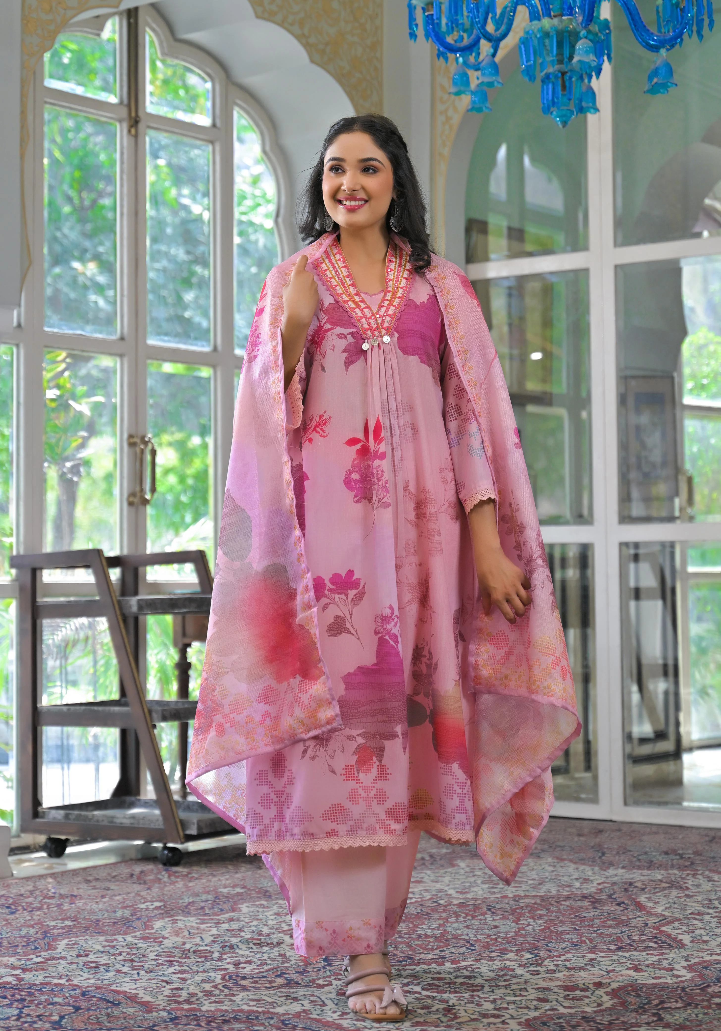 Lakshita rose printed cotton suit set - Image 5