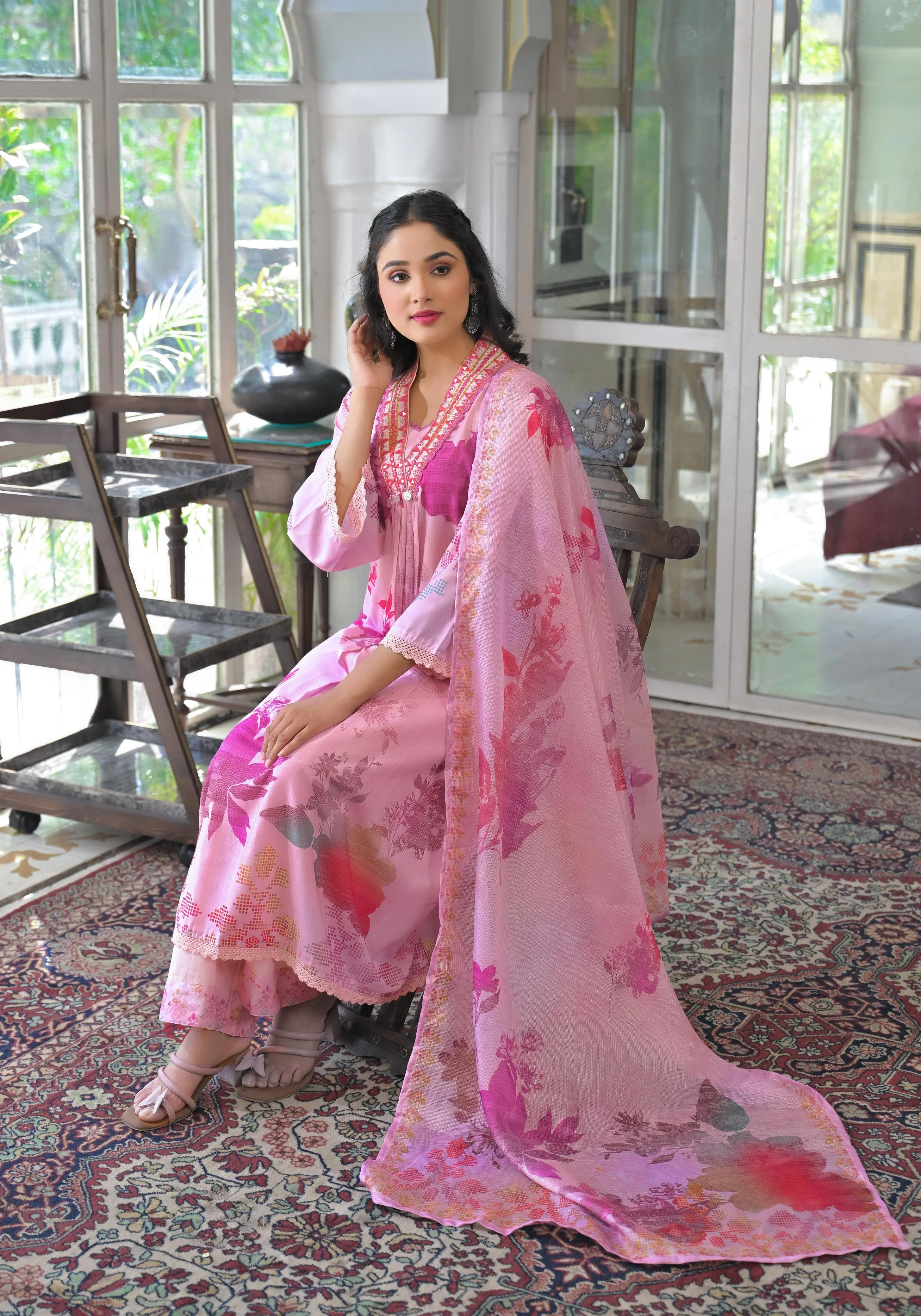 Lakshita rose printed cotton suit set - Image 6