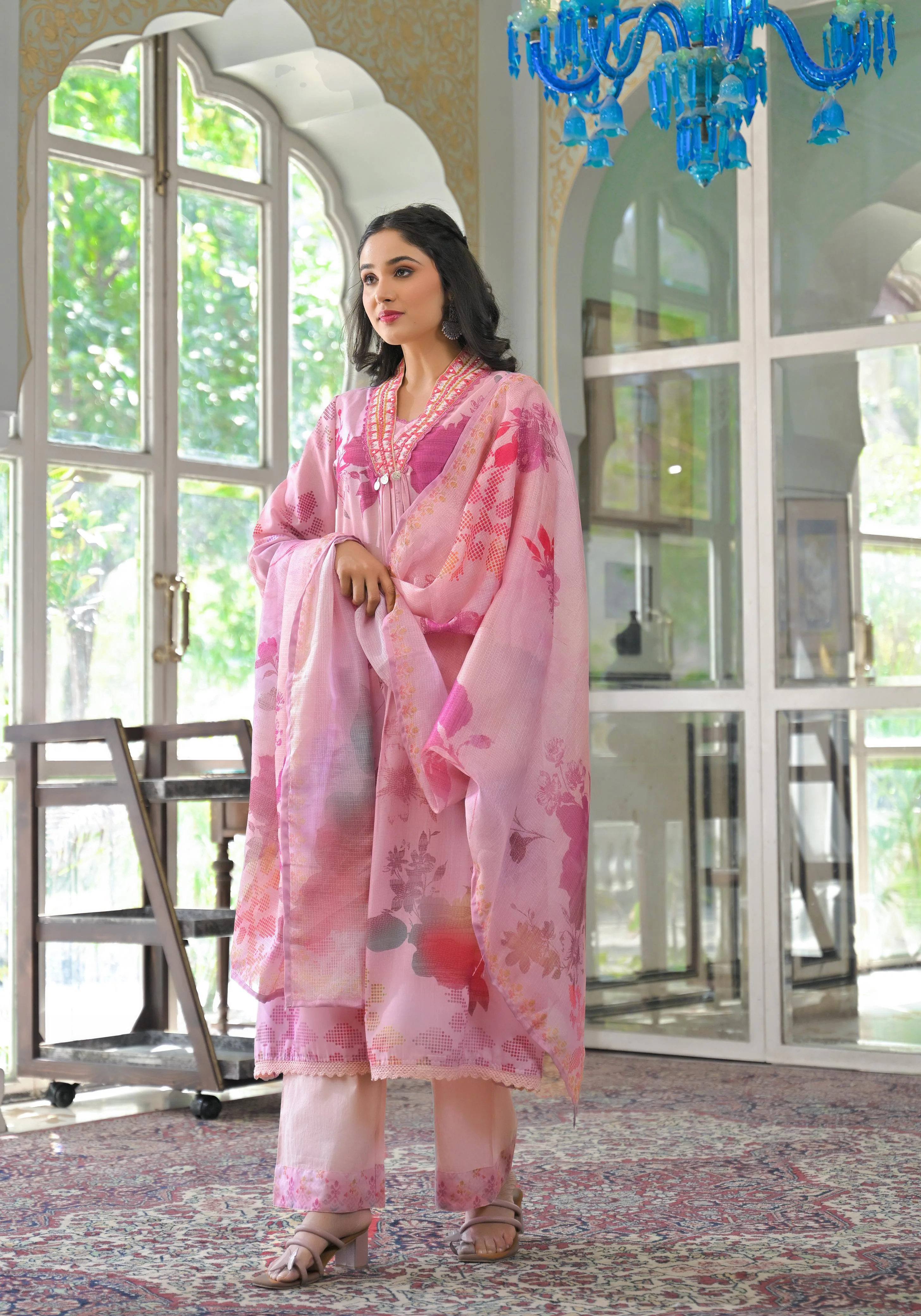 Lakshita rose printed cotton suit set - Image 7