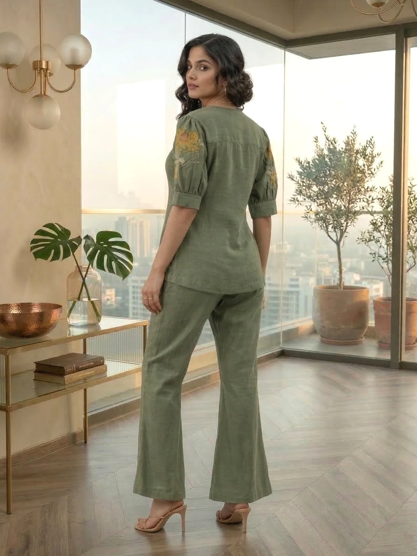 Drona moss embroidery cotton 3 pc co-ord set - Image 8