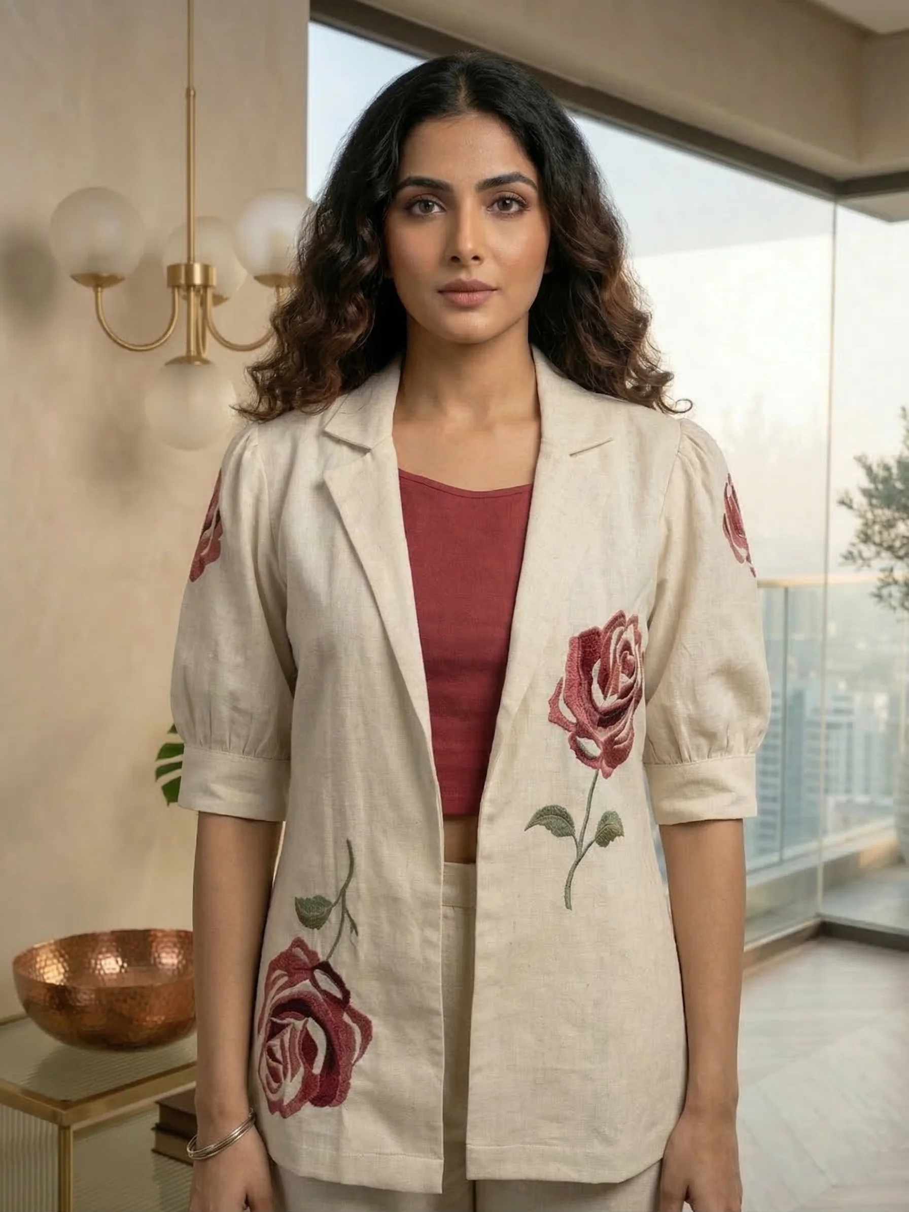 Drona pearl embroidery cotton 3 pc co-ord set - Image 7