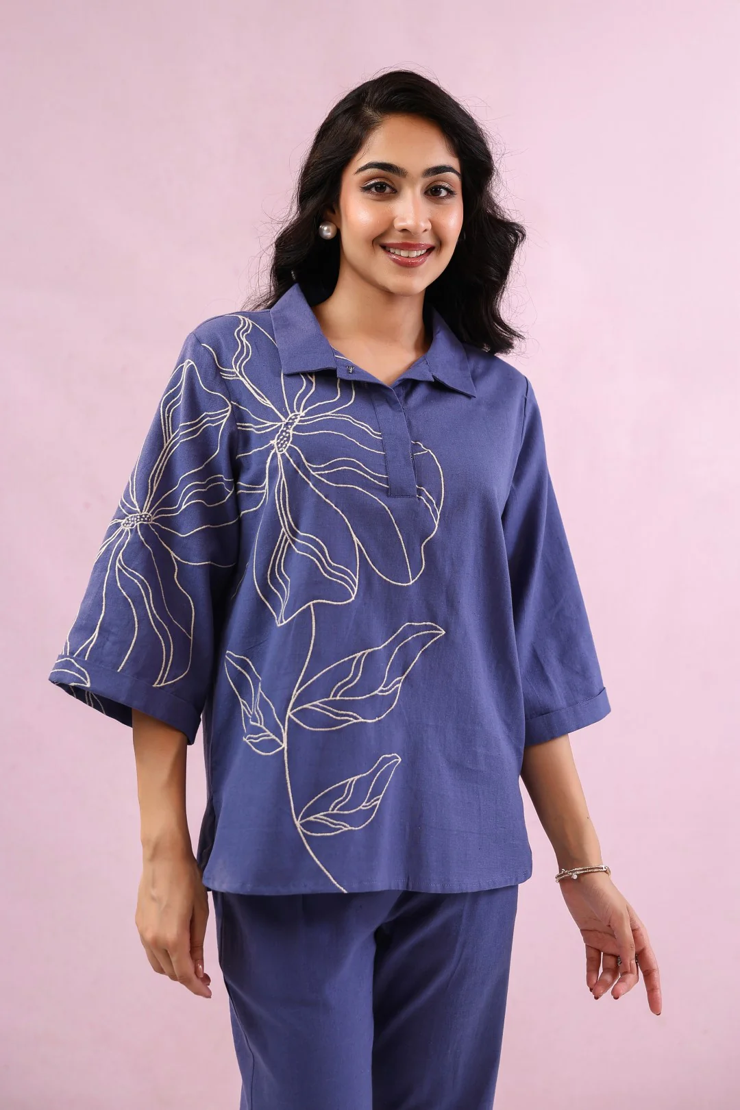 Raftar Ocean embroidery cotton co-ord set - Image 2