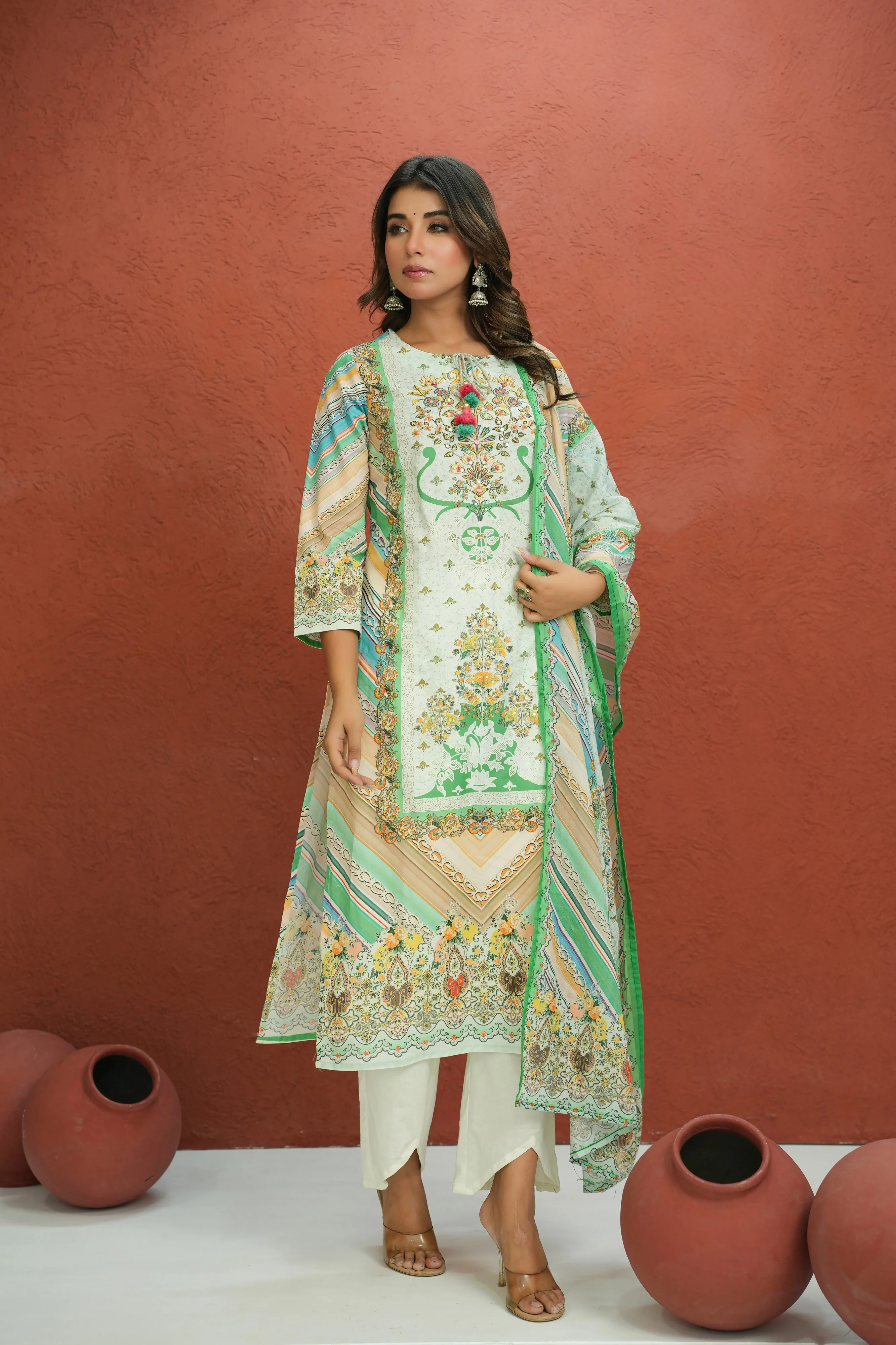 Baga Fern Printed Cotton Lawn Suit Set - Image 6
