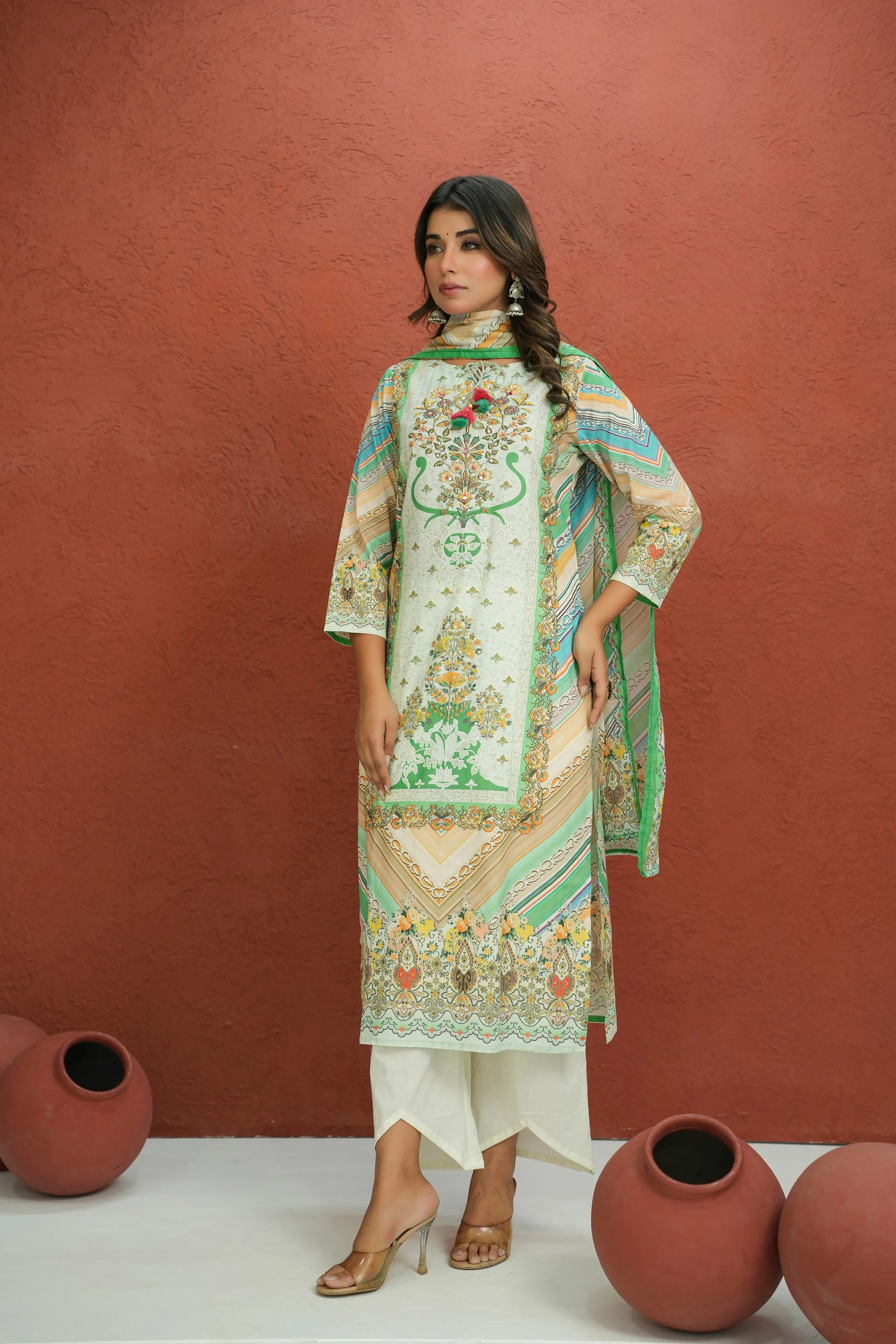 Baga Fern Printed Cotton Lawn Suit Set - Image 8