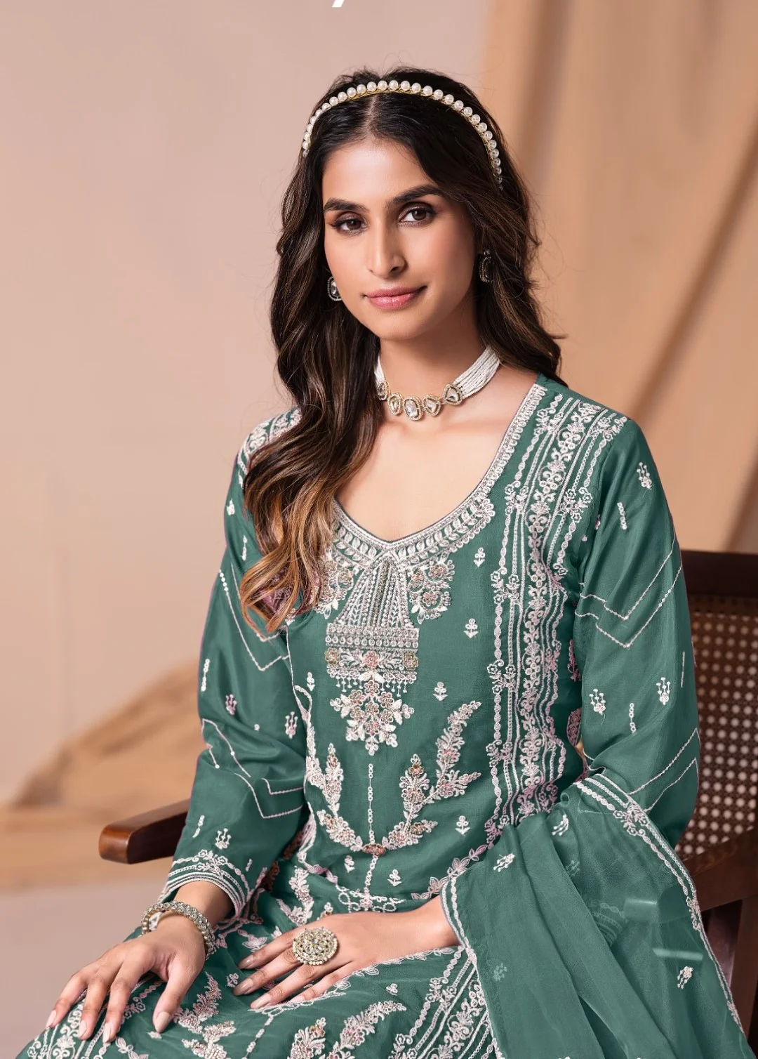 Mayuri Peacock Full Work Suit Set - Image 5