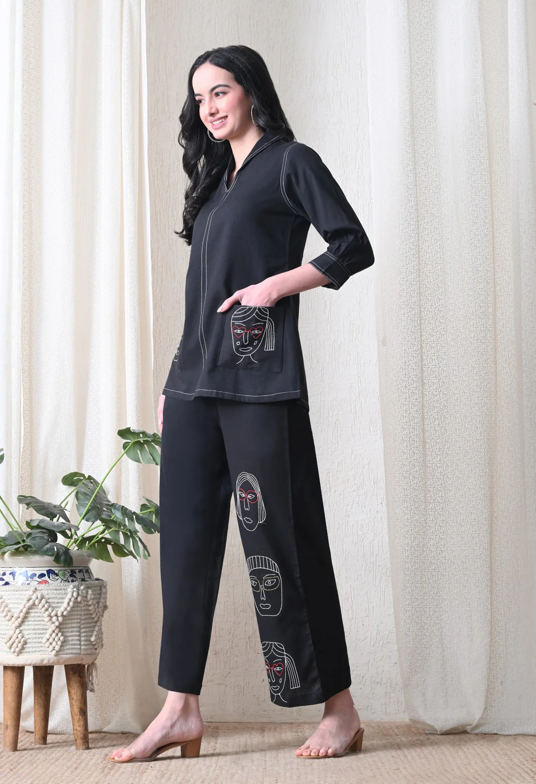 Midushi jade embroidery Cotton co-ord set - Image 4