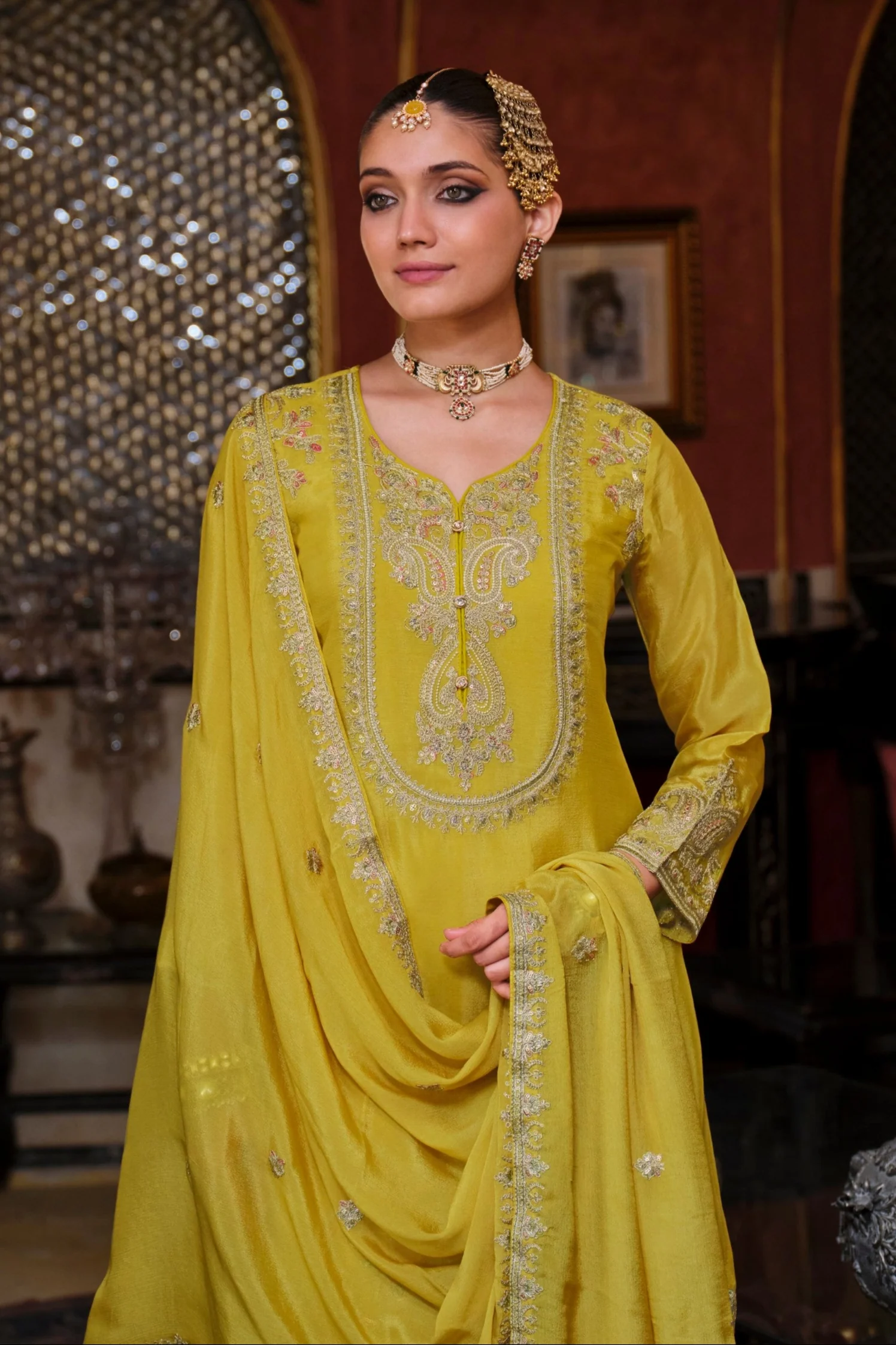 Gunja Lemon full work heavy gharara set - Image 2