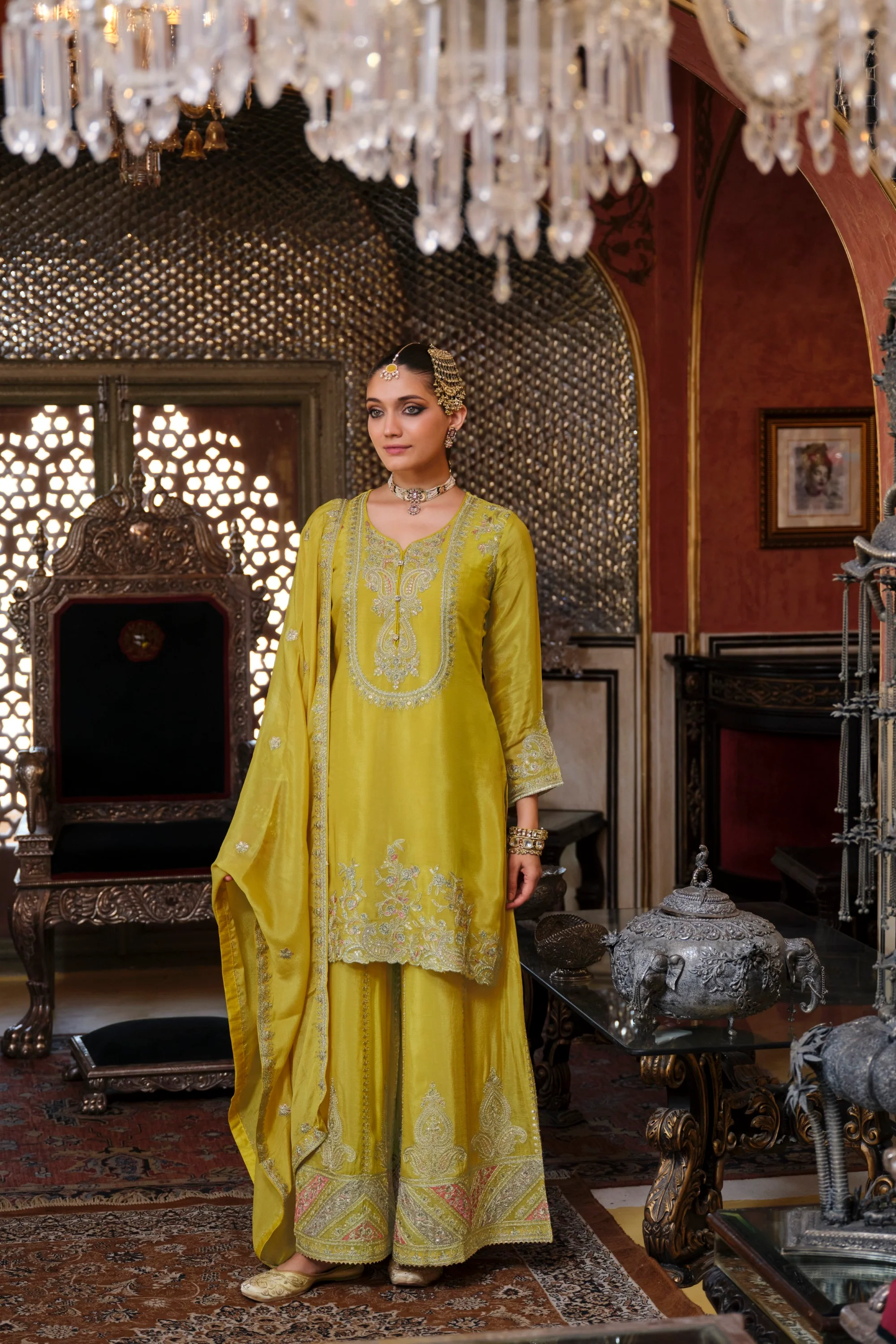 Gunja Lemon full work heavy gharara set - Image 4