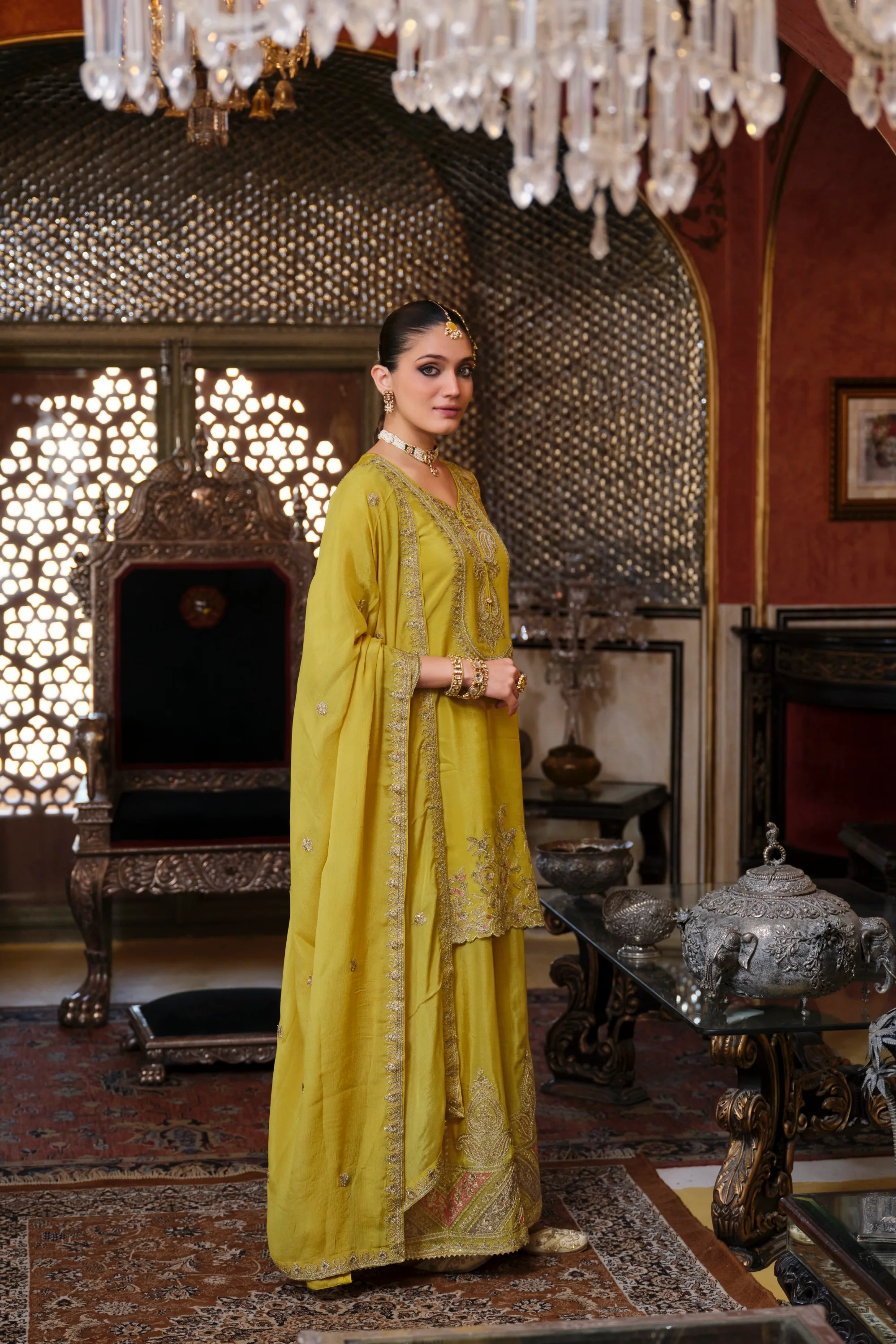 Gunja Lemon full work heavy gharara set - Image 5