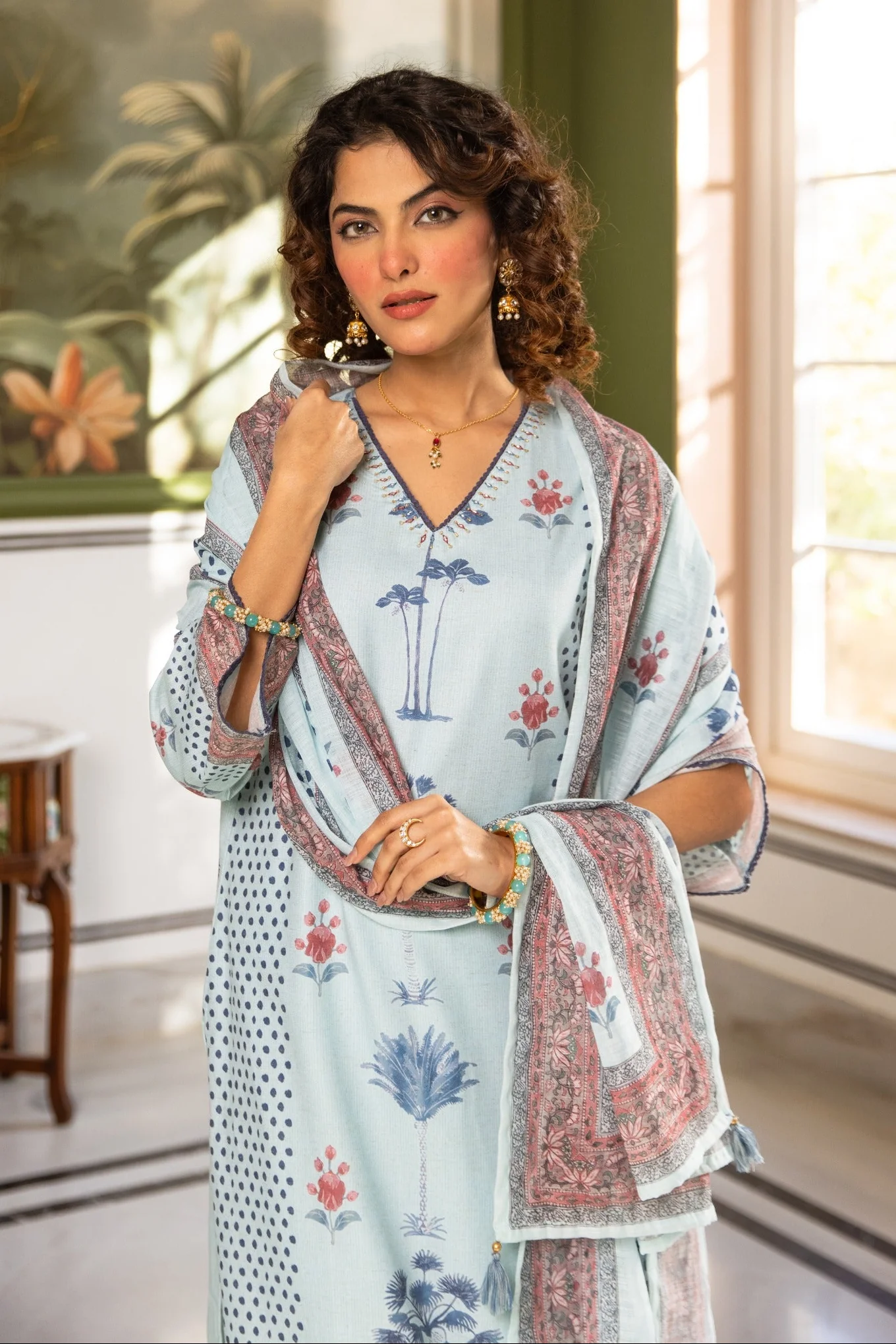 Kamli sky cotton suit set - Image 2