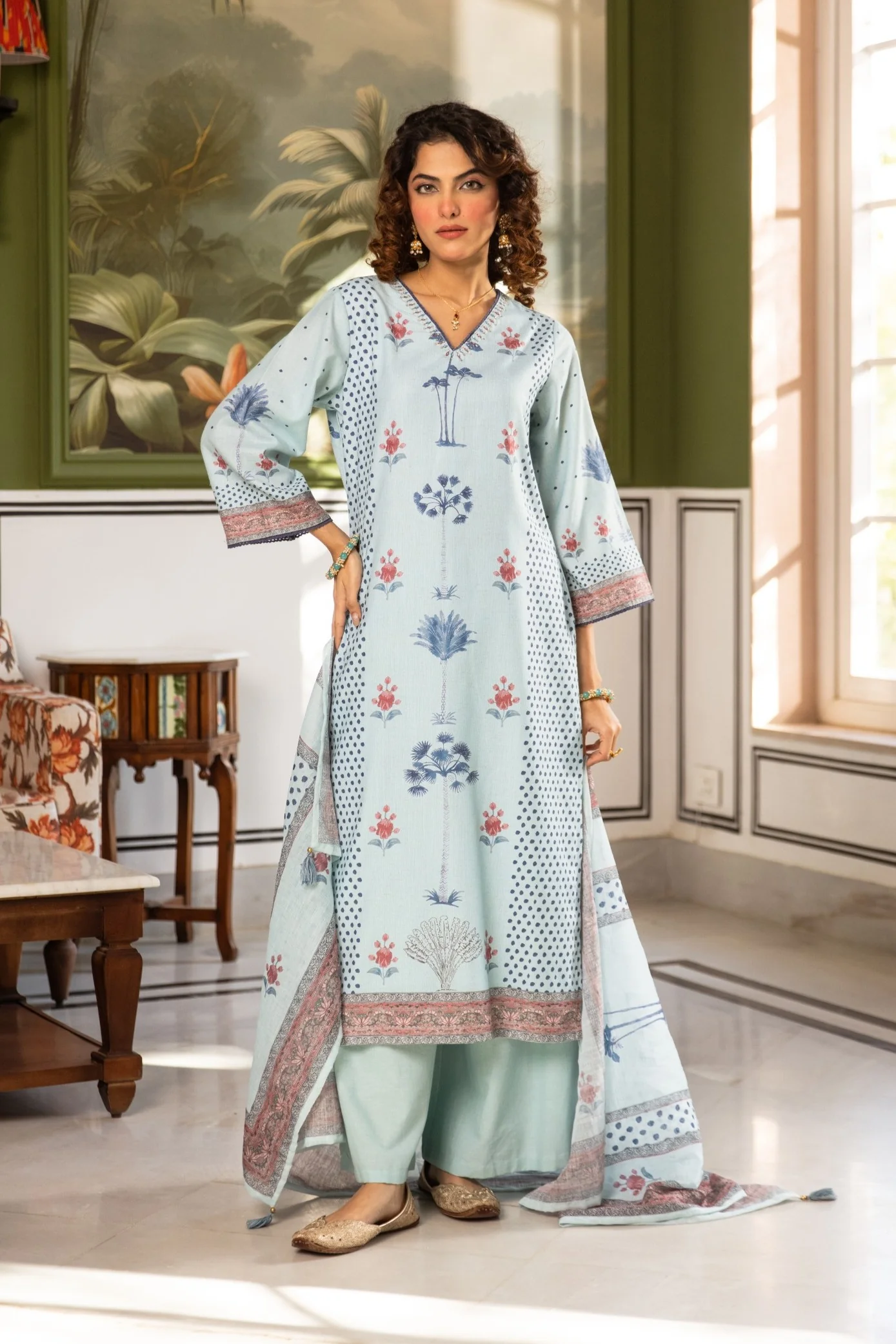 Kamli sky cotton suit set - Image 4