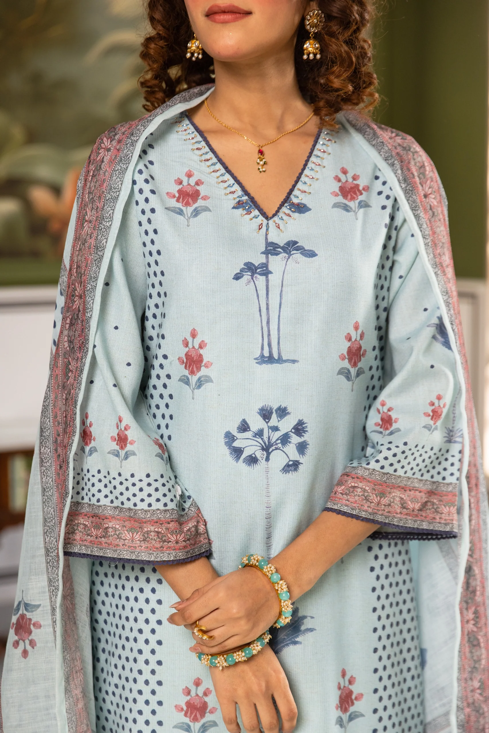 Kamli sky cotton suit set - Image 5