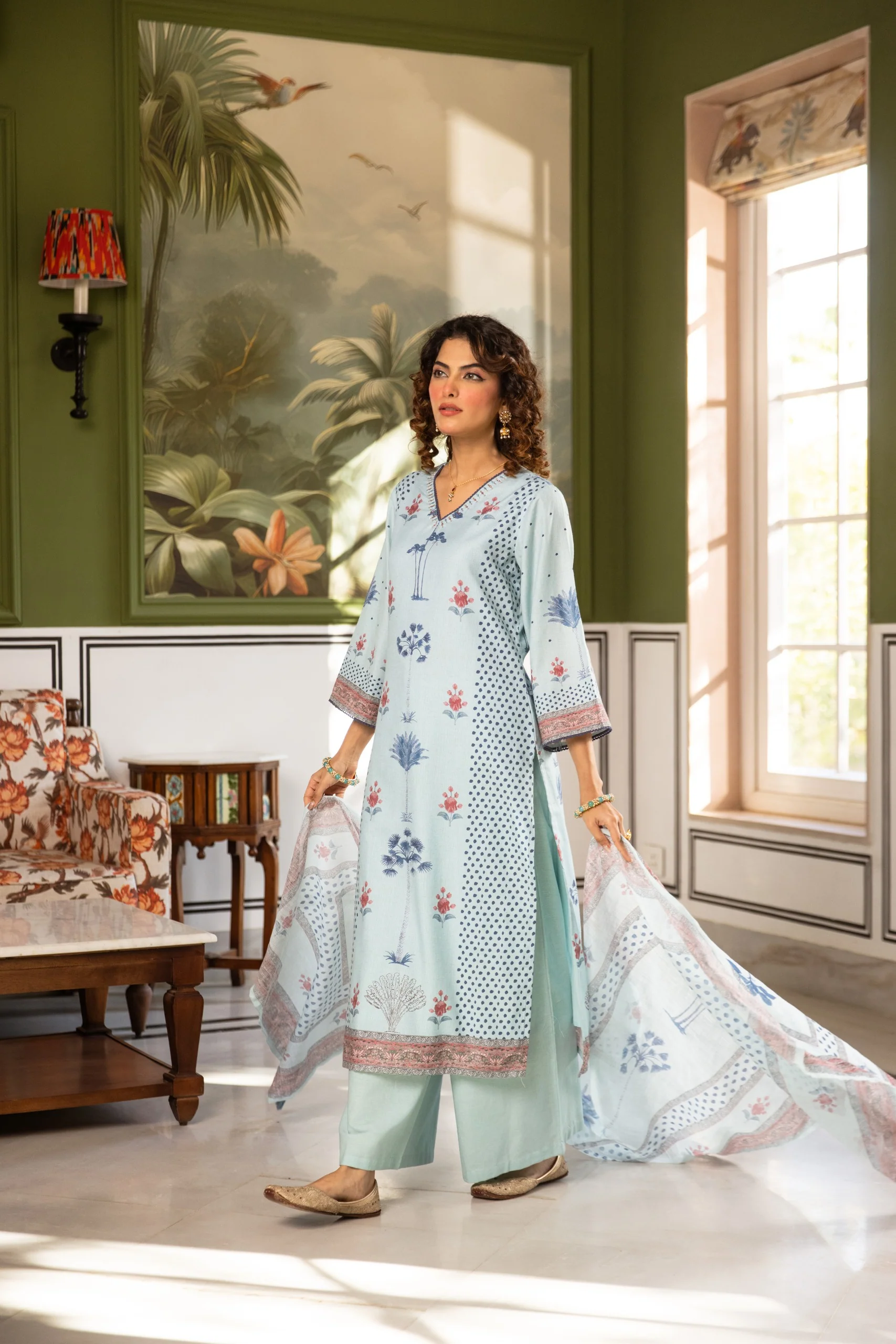 Kamli sky cotton suit set - Image 6