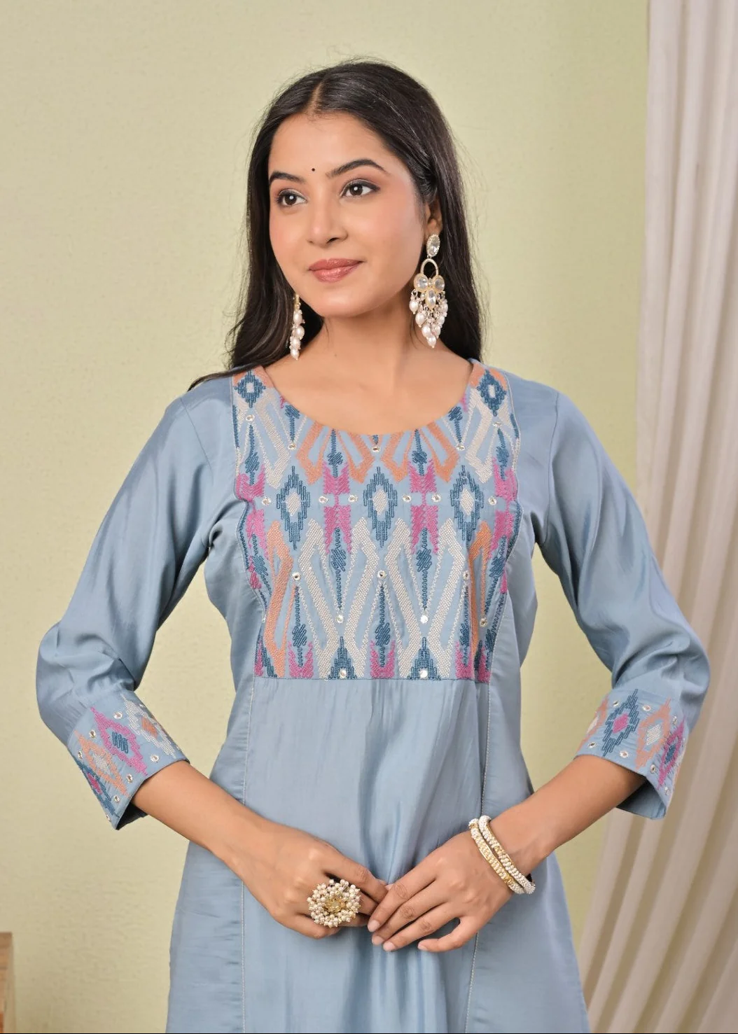 Chandri Cadet Embroidered Work Kurti - Image 2
