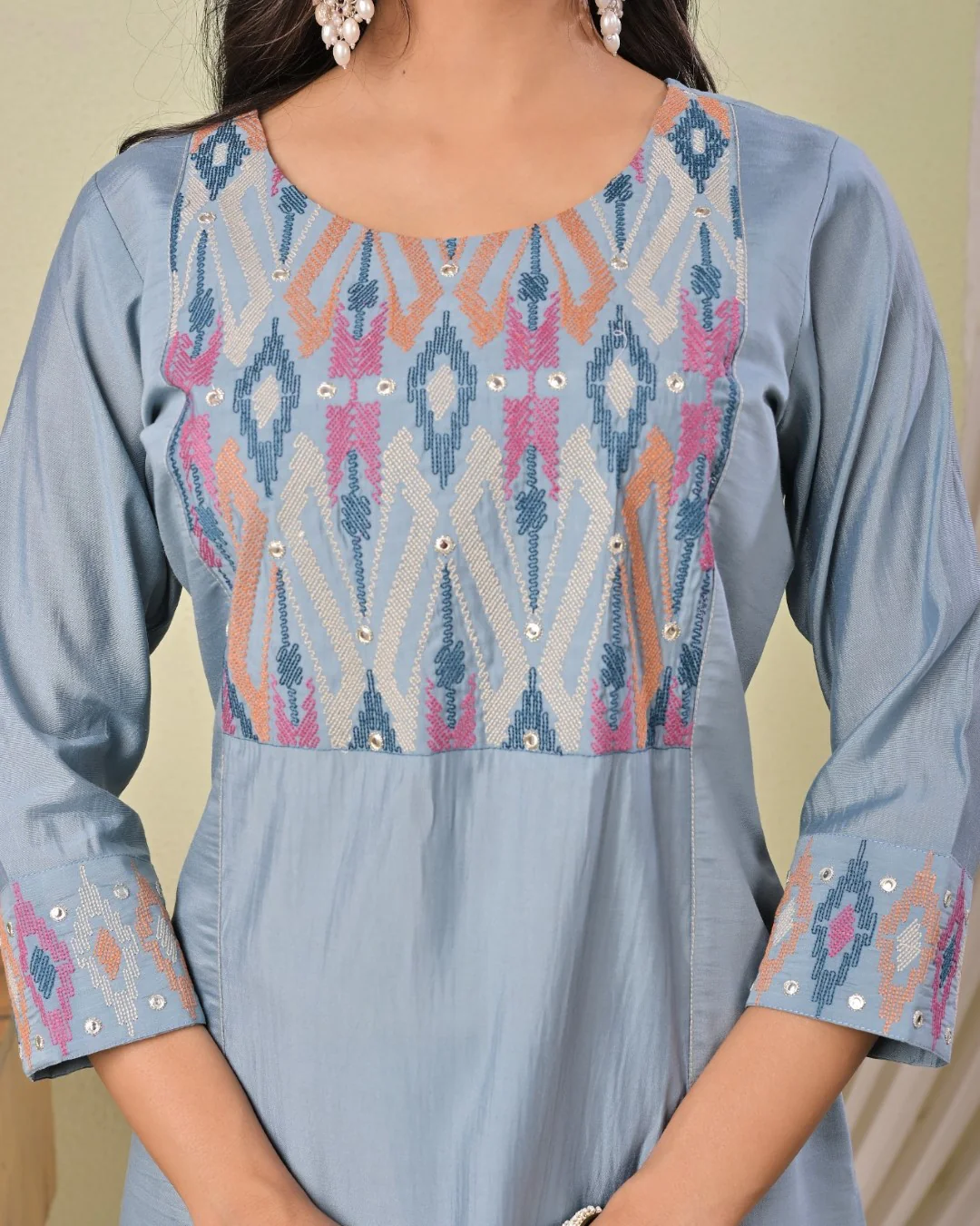 Chandri Cadet Embroidered Work Kurti - Image 5