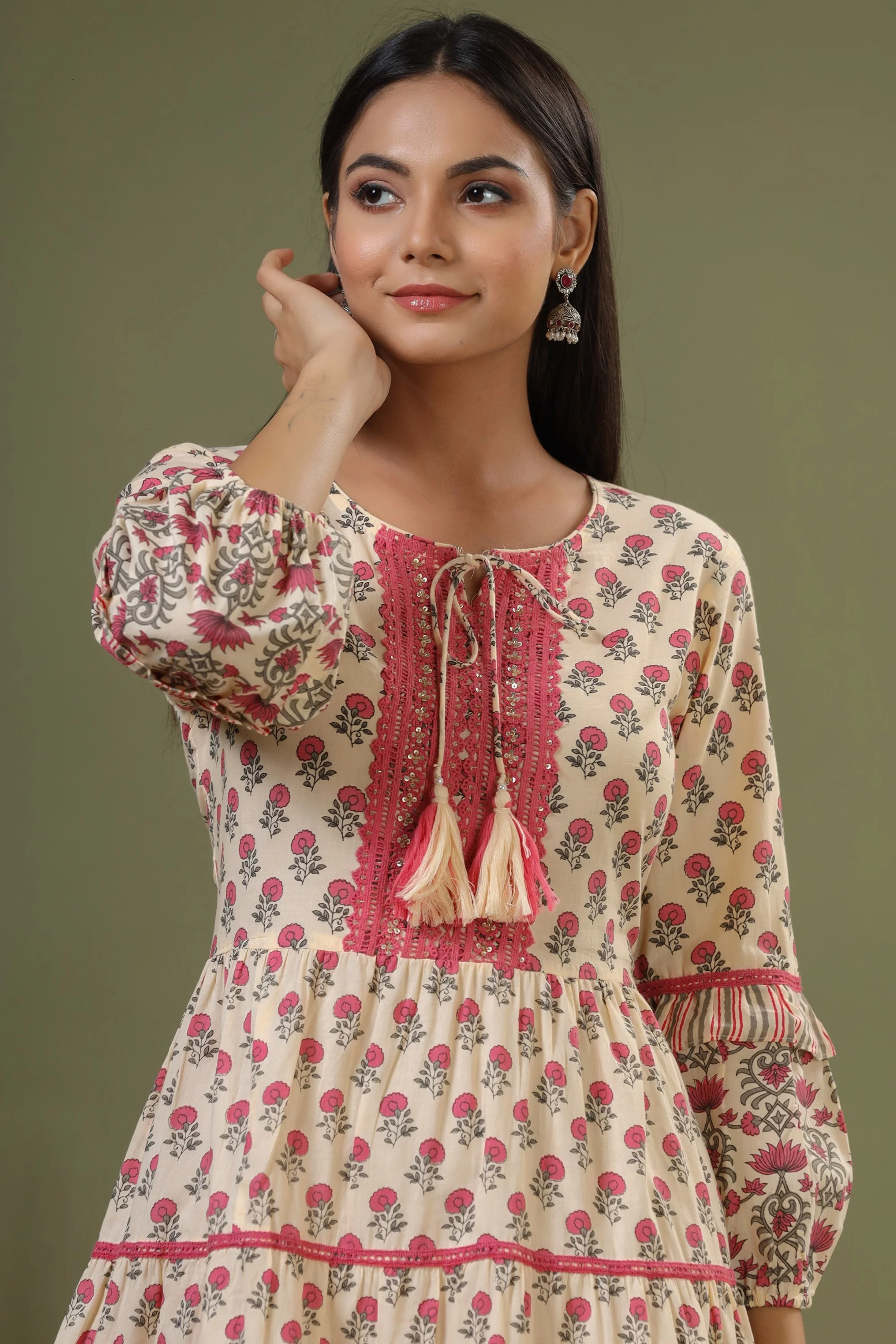 Yutika Peaches Cotton Dress - Image 2