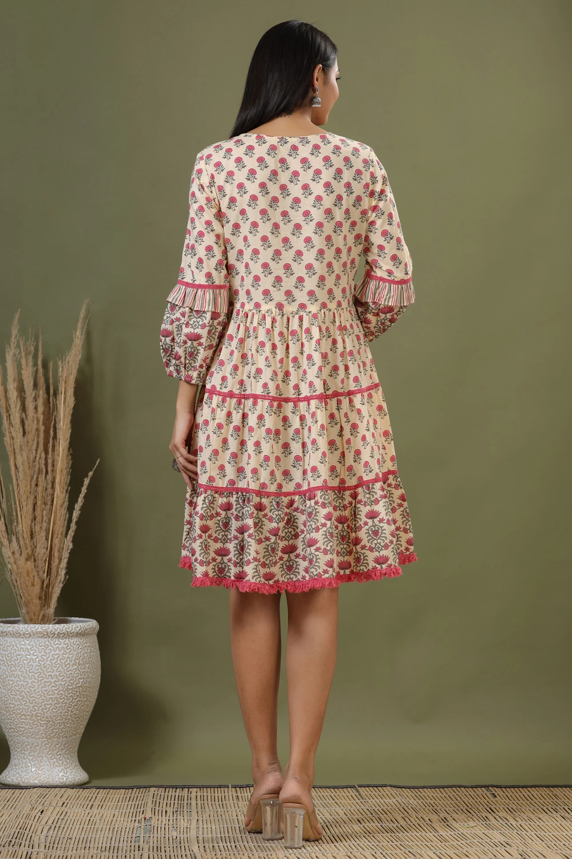Yutika Peaches Cotton Dress - Image 3