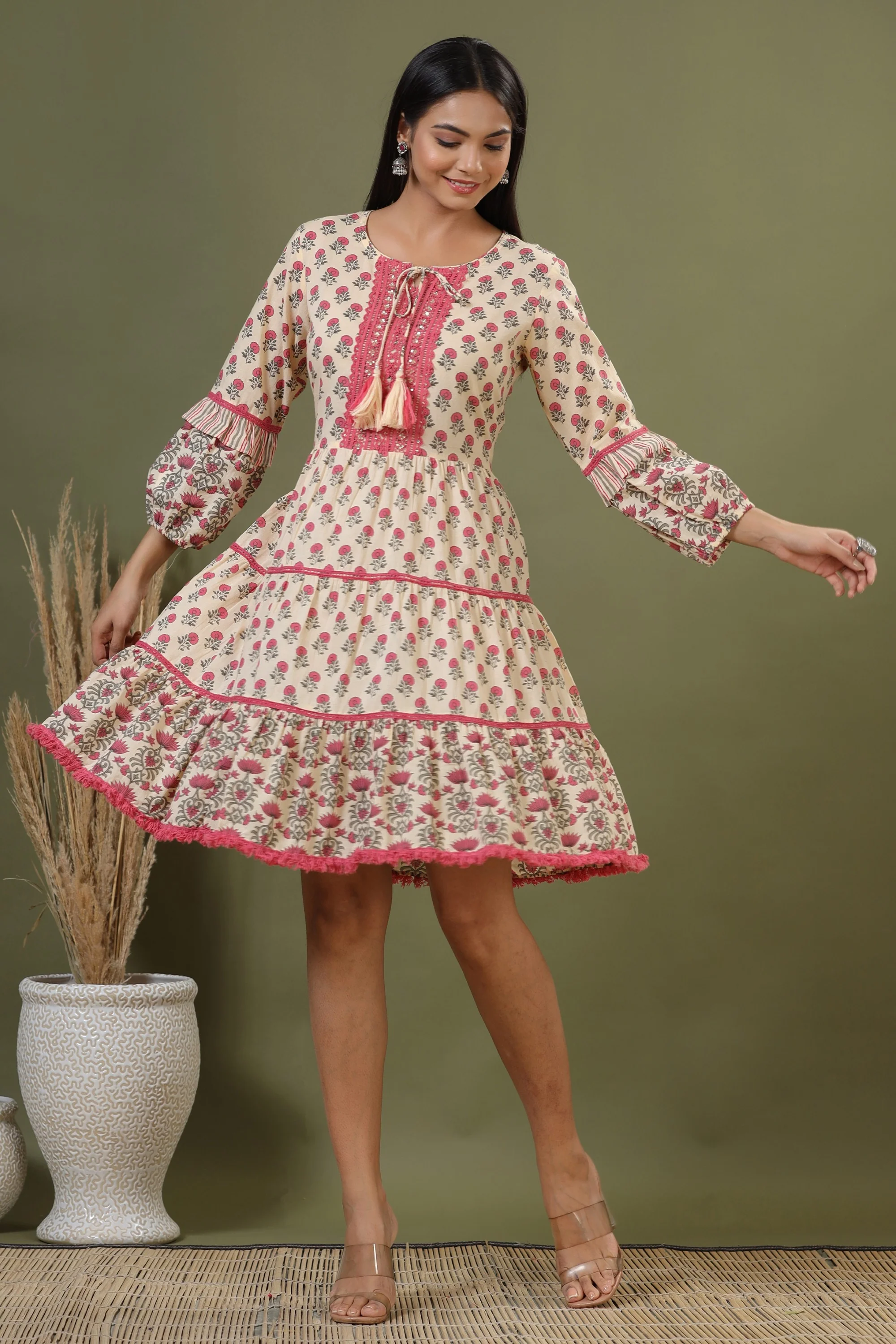 Yutika Peaches Cotton Dress - Image 4