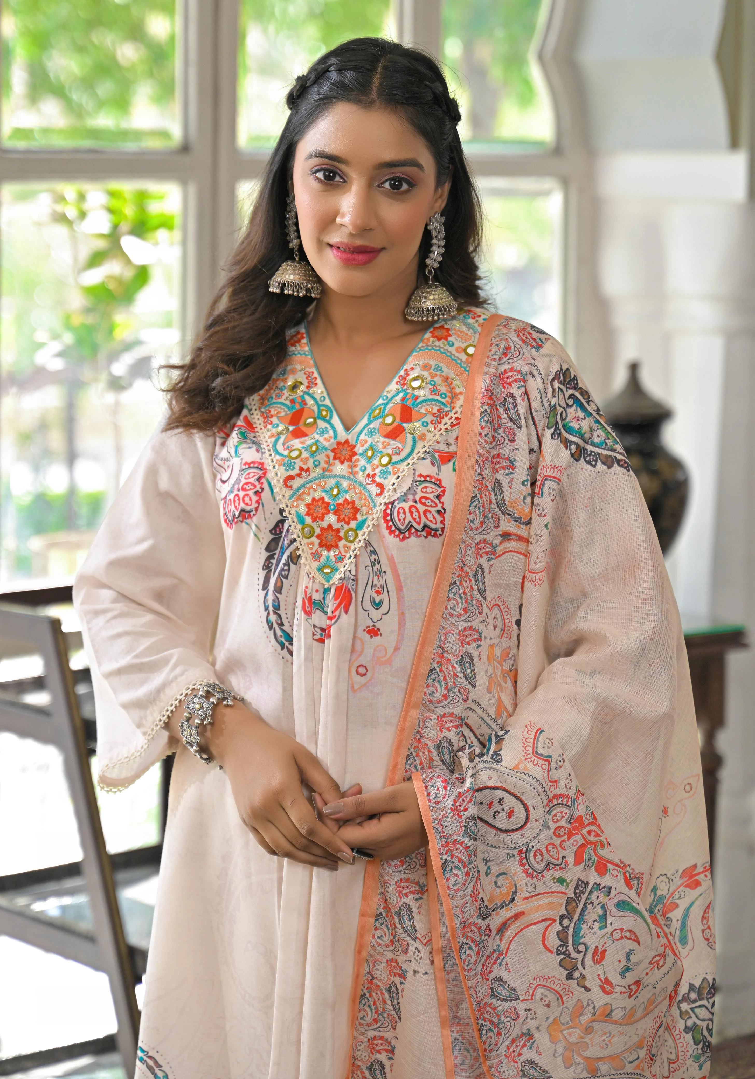 Lakshita Caramel Printed Cotton Suit Set - Image 2