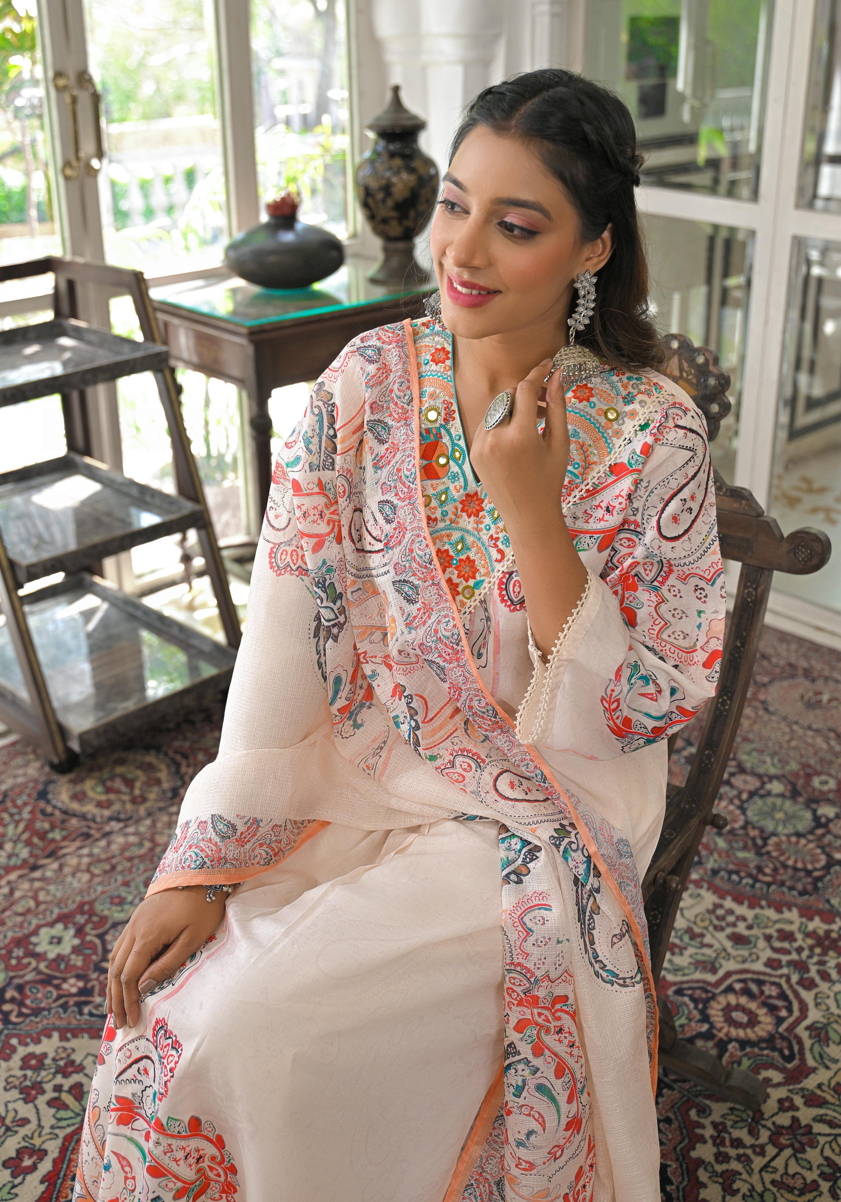 Lakshita Caramel Printed Cotton Suit Set - Image 5