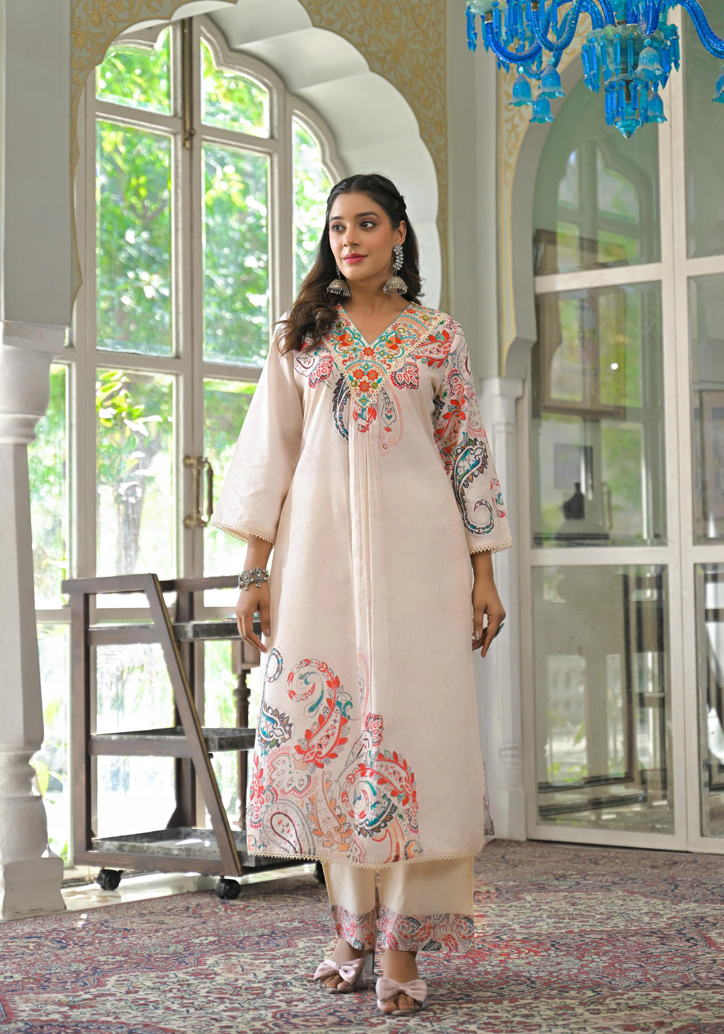 Lakshita Caramel Printed Cotton Suit Set - Image 6