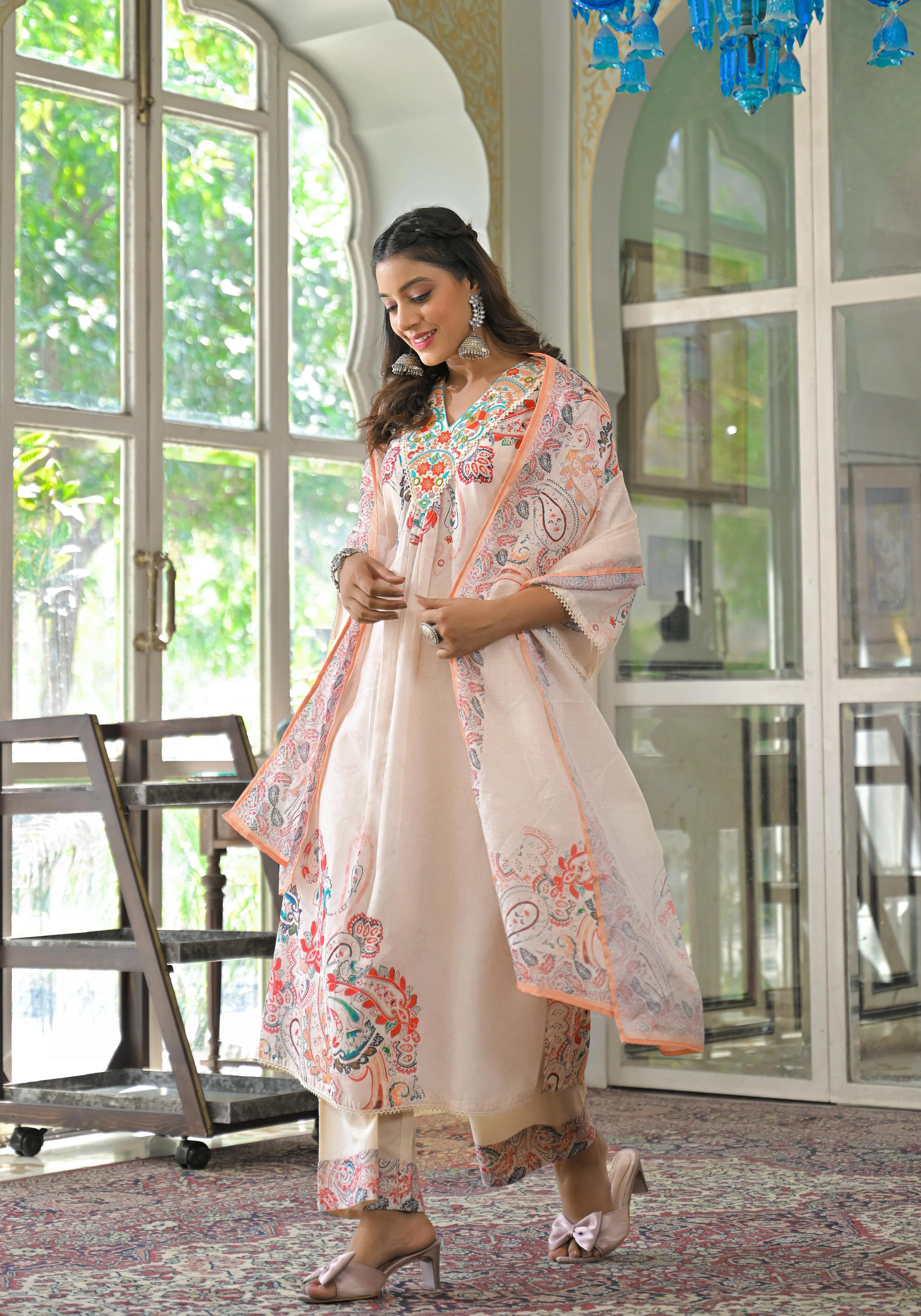 Lakshita Caramel Printed Cotton Suit Set - Image 8