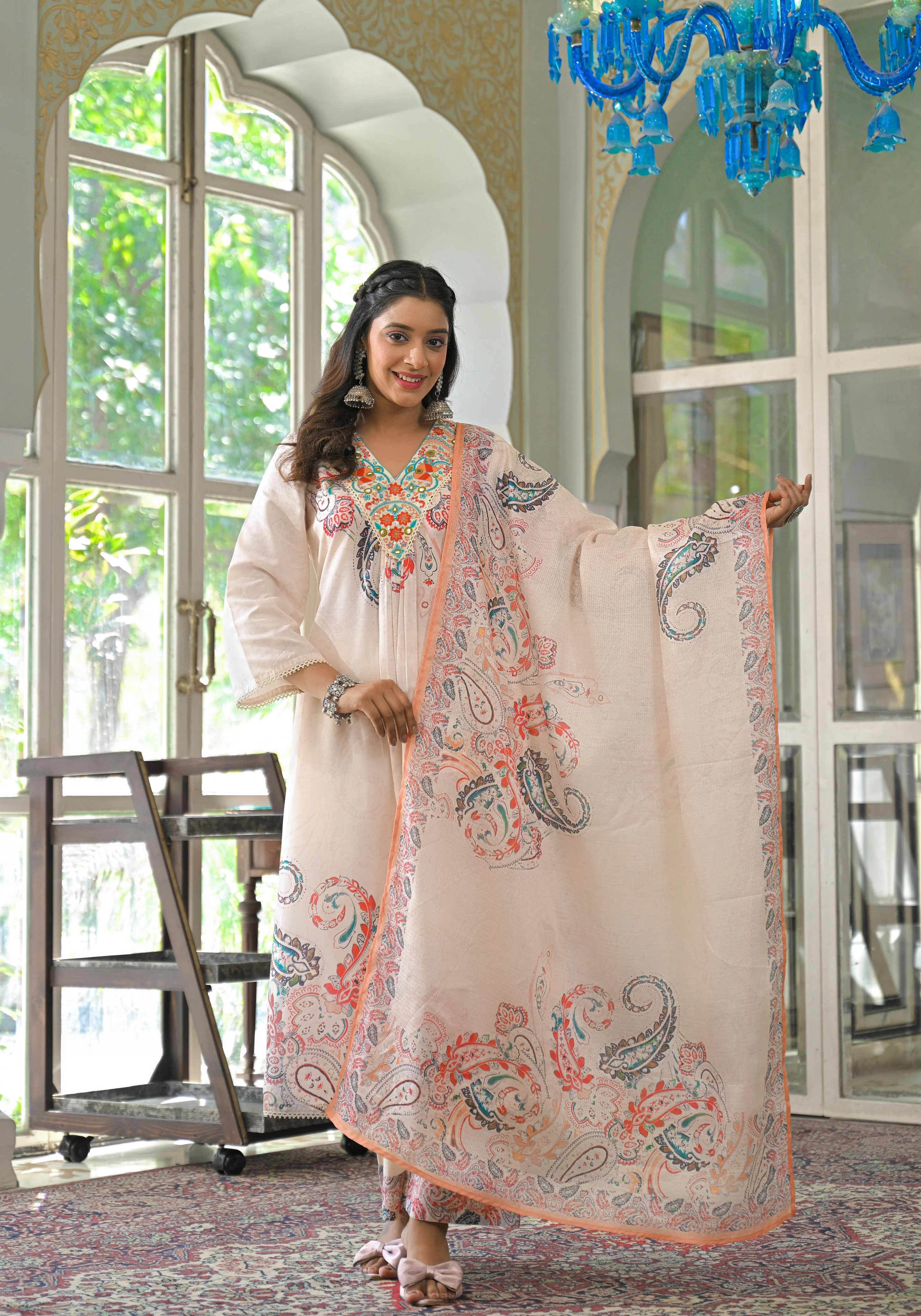 Lakshita Caramel Printed Cotton Suit Set - Image 9
