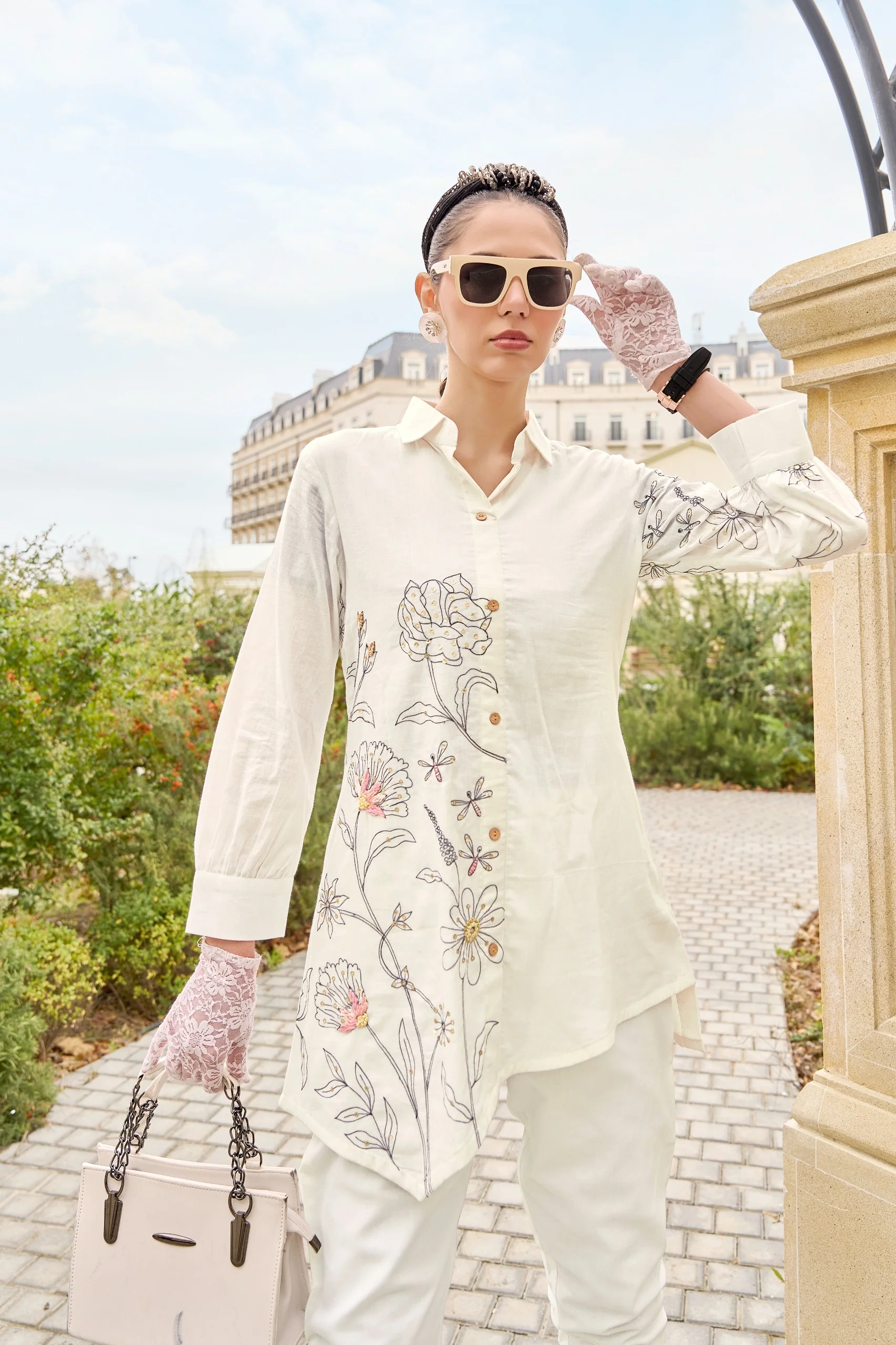 Shina Pearl Embroidery Cotton Co-ord Set - Image 2
