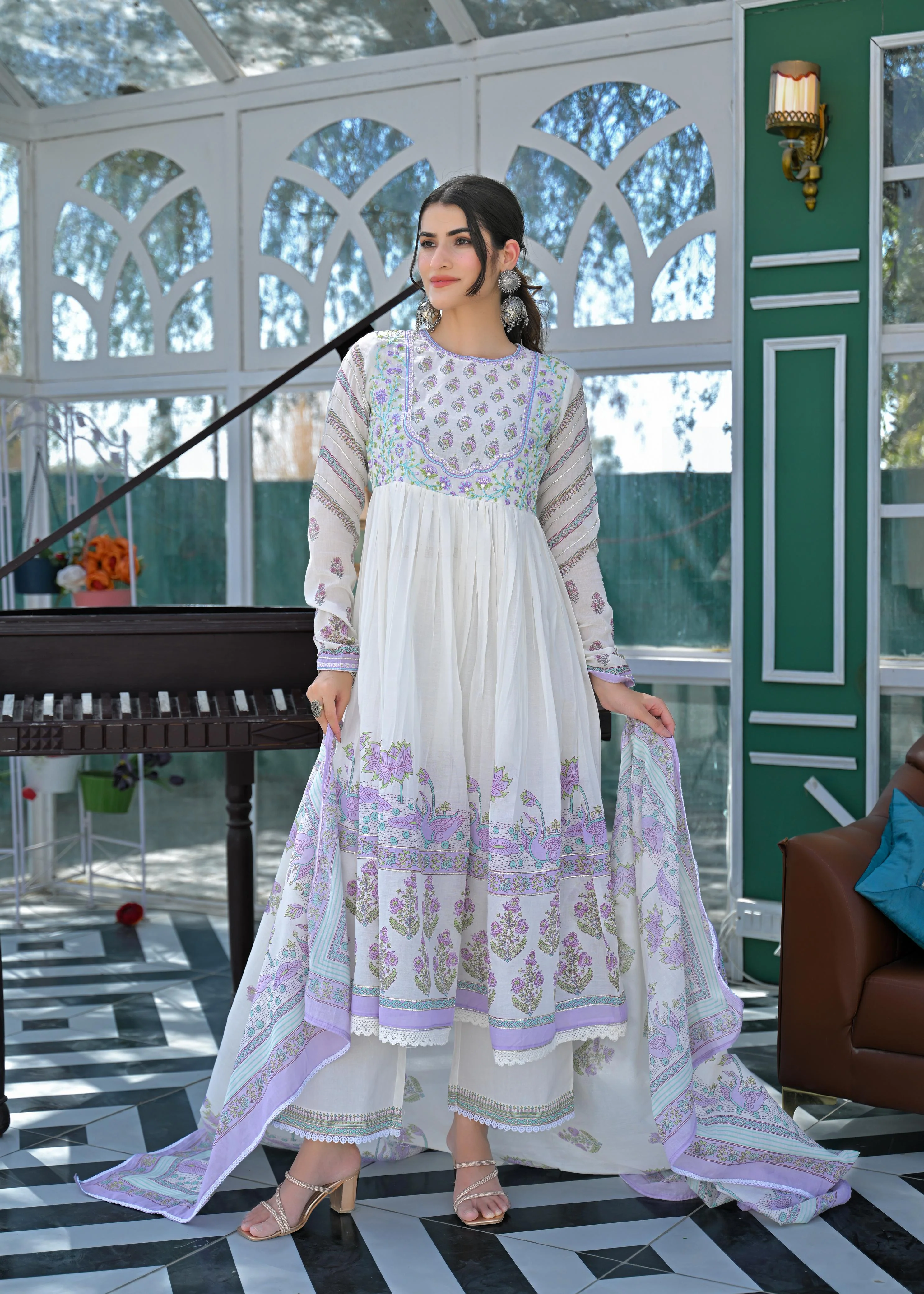 Lakshita Lilac Printed Cotton Suit Set - Image 6