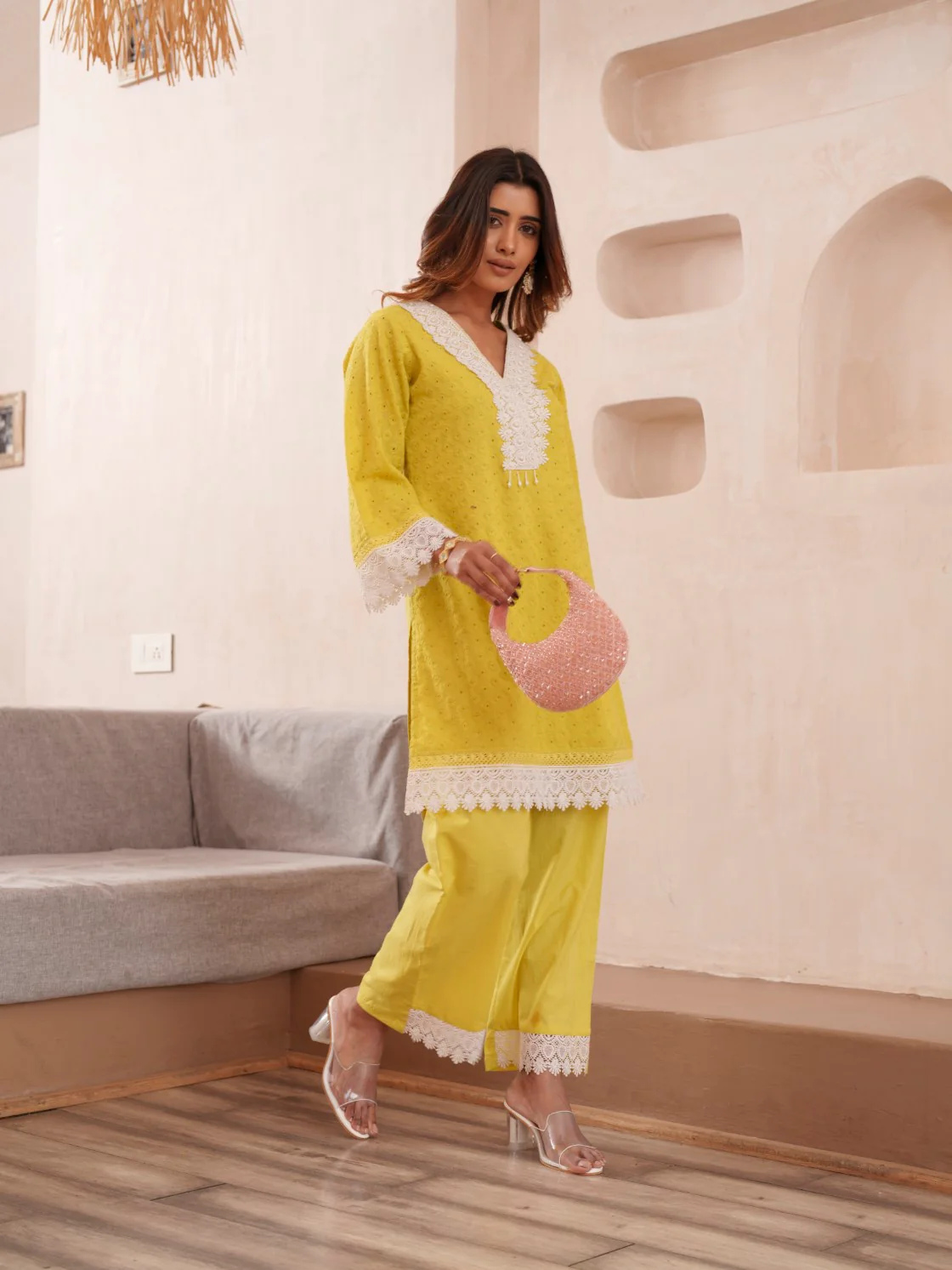 Subarna Amber Cotton Shchiffli Co-ord Set - Image 12