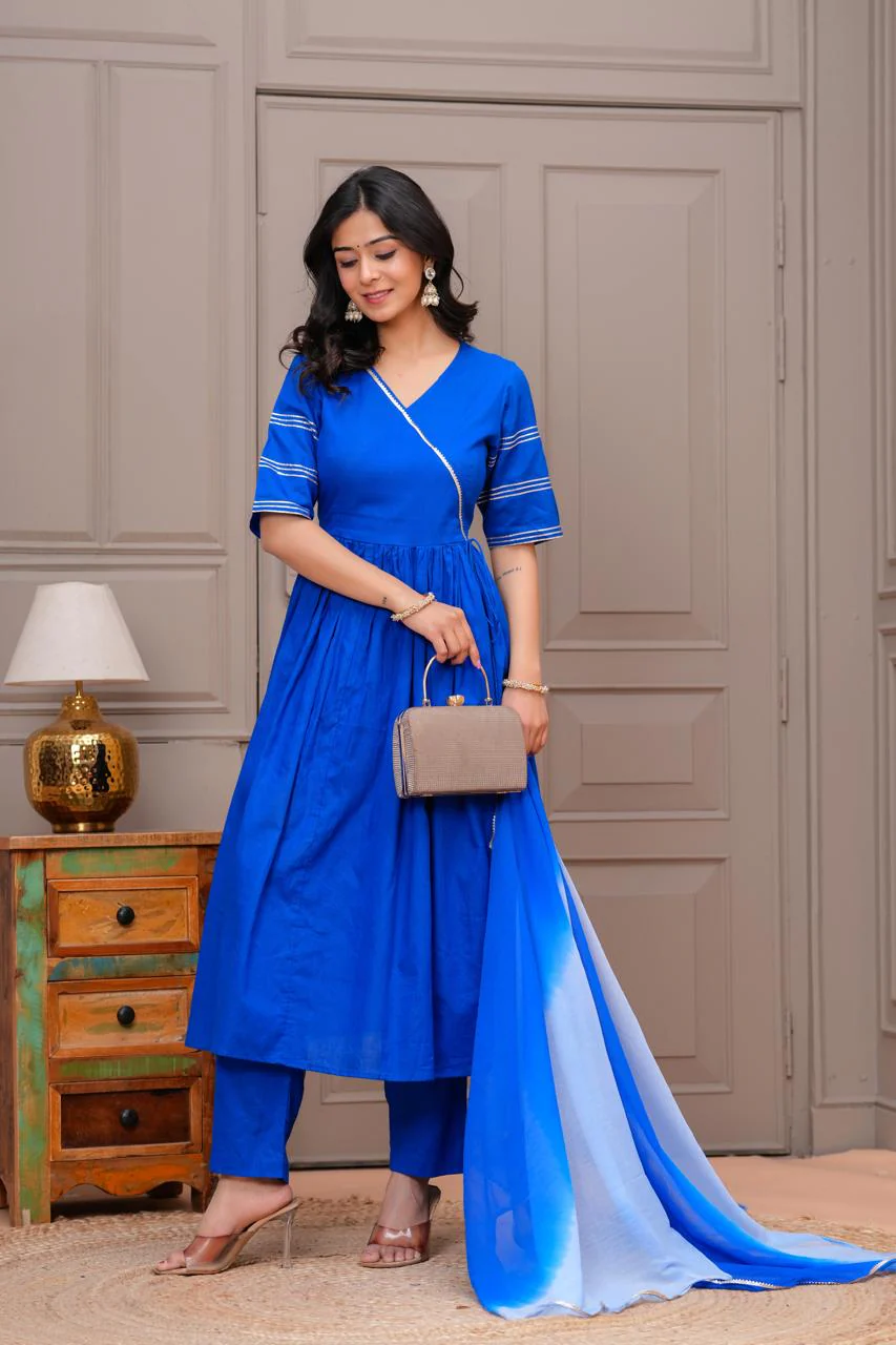 Ganatra Ocean Cotton Anarkali Suit Set - Image 4
