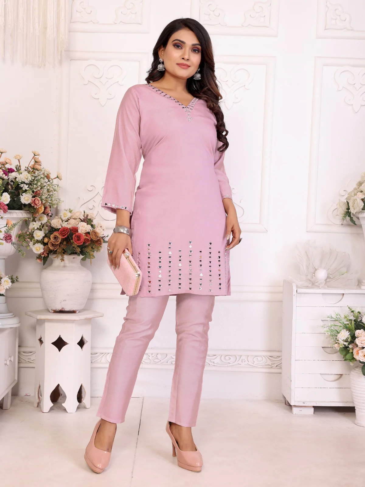 Divya Blossom Mirror Work Co-ord Set - Image 4