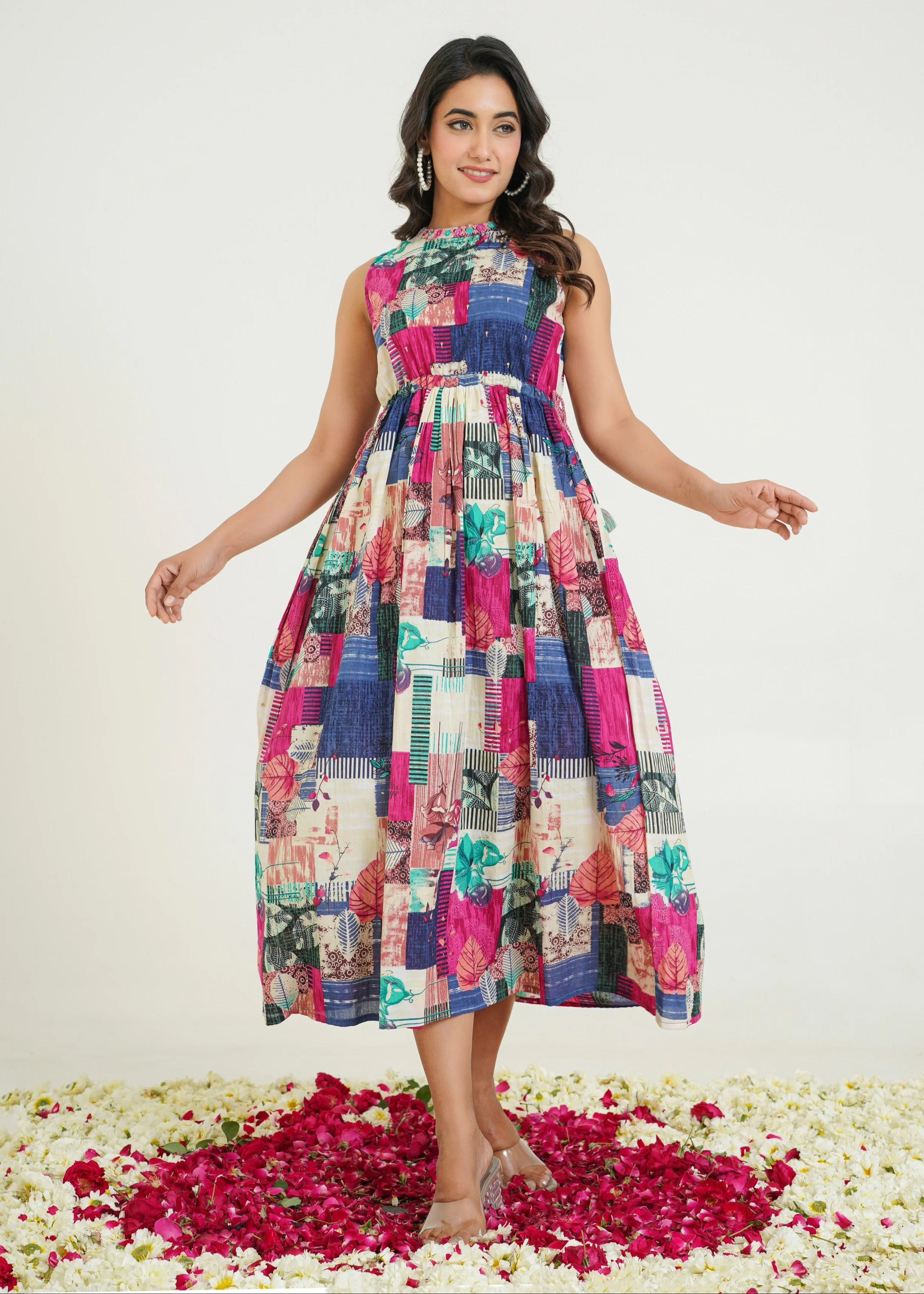 Trinity Vibe Handwork Cotton Midi Dress - Image 3