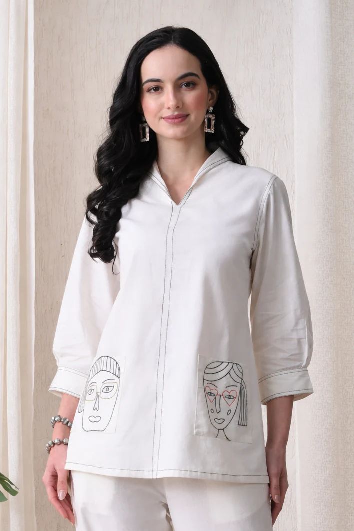 Midushi daisy embroidery Cotton co-ord set - Image 2