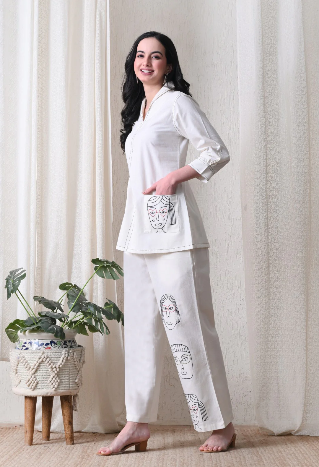 Midushi daisy embroidery Cotton co-ord set - Image 4