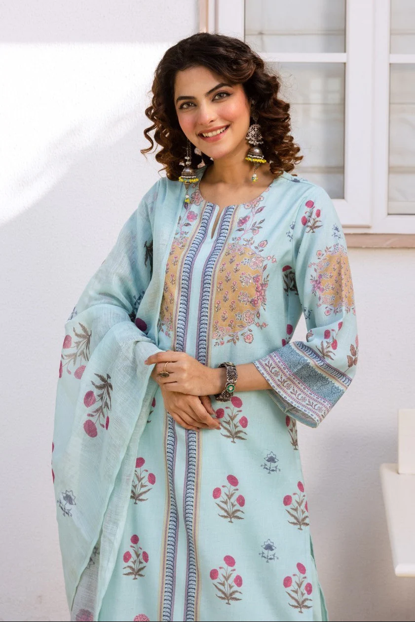 Kamli softblue cotton suit set - Image 2