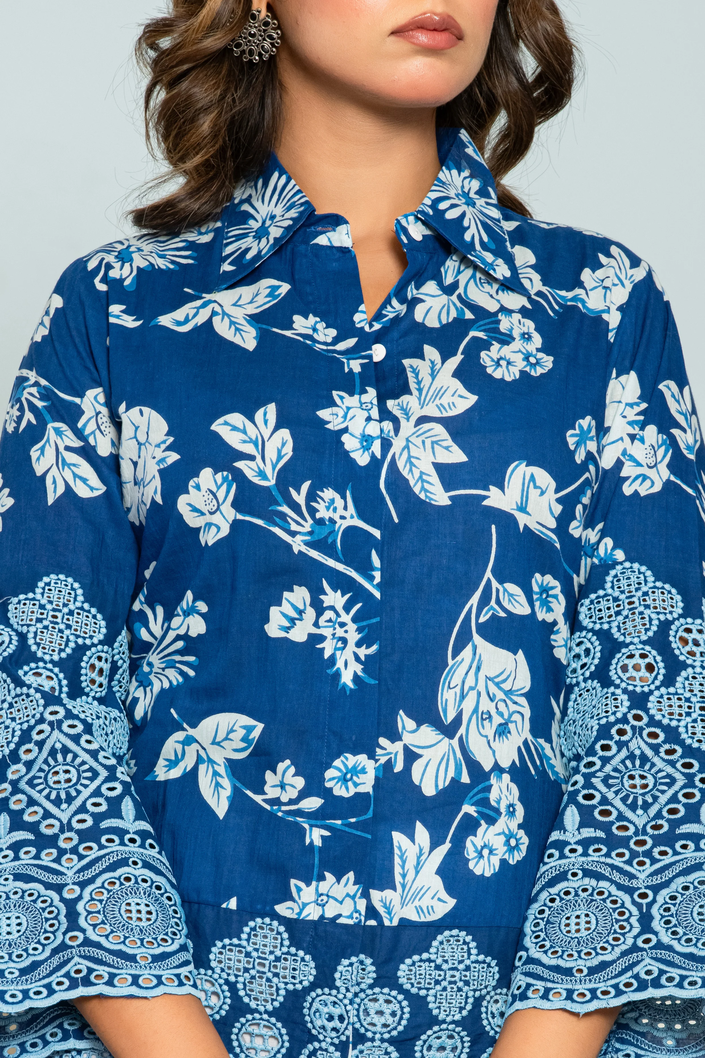 Shloka lapis Schiffli Cotton Co-ord Set - Image 4