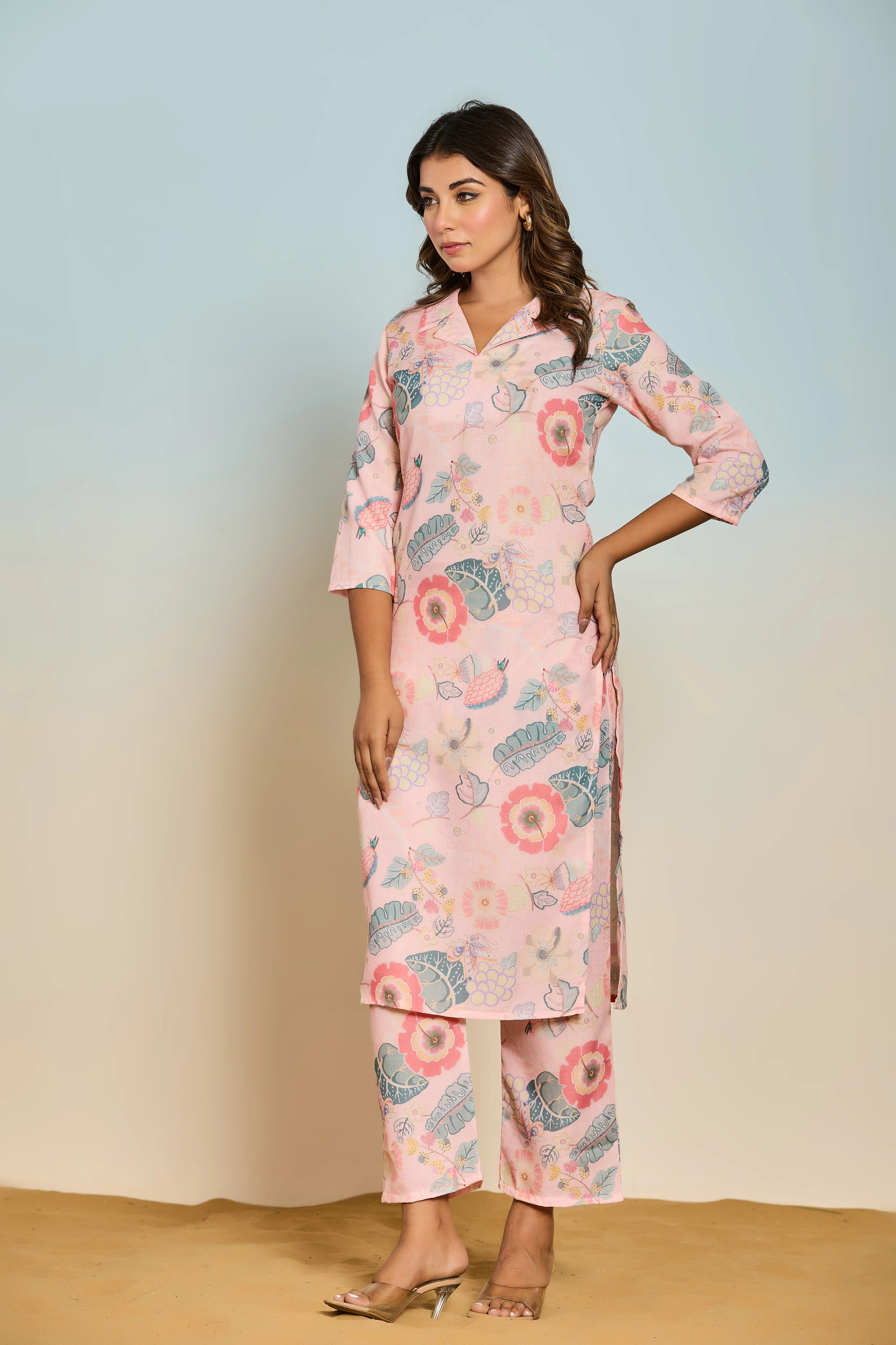 Bindiya rose linen kurta pant set - Image 6