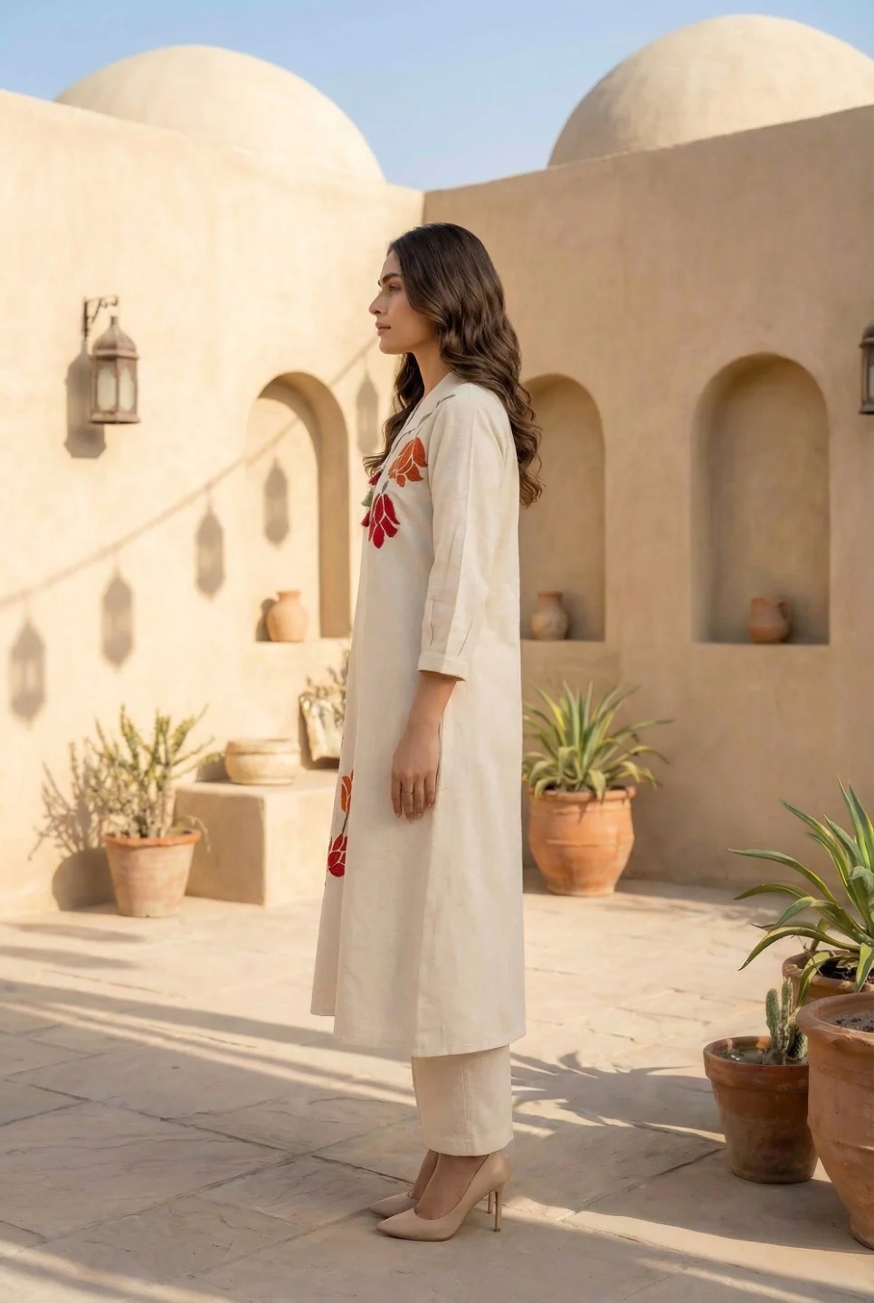 Sargi Harp embroidery Cotton kurta pant set - Image 2