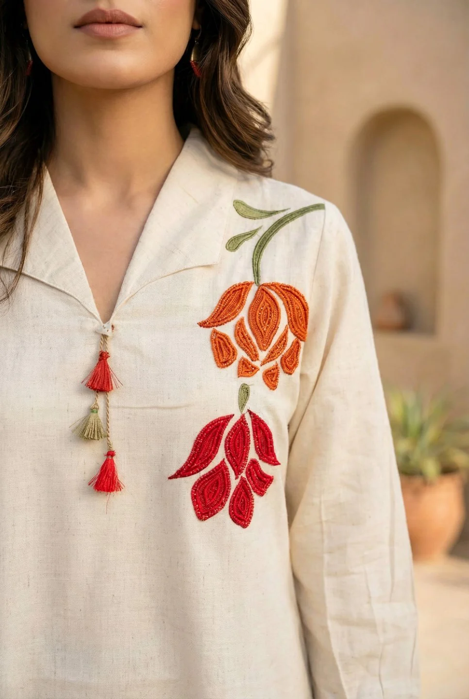 Sargi Harp embroidery Cotton kurta pant set - Image 4