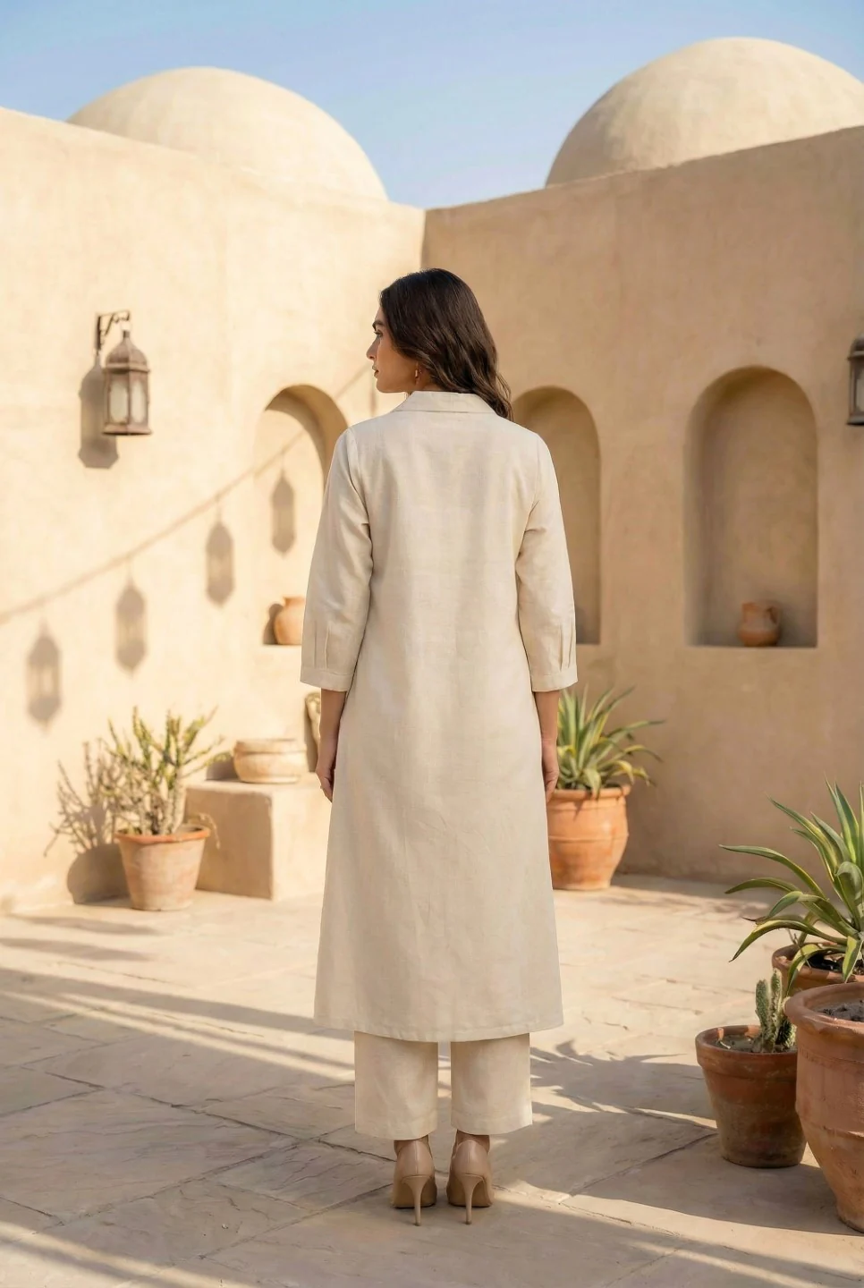 Sargi Harp embroidery Cotton kurta pant set - Image 5