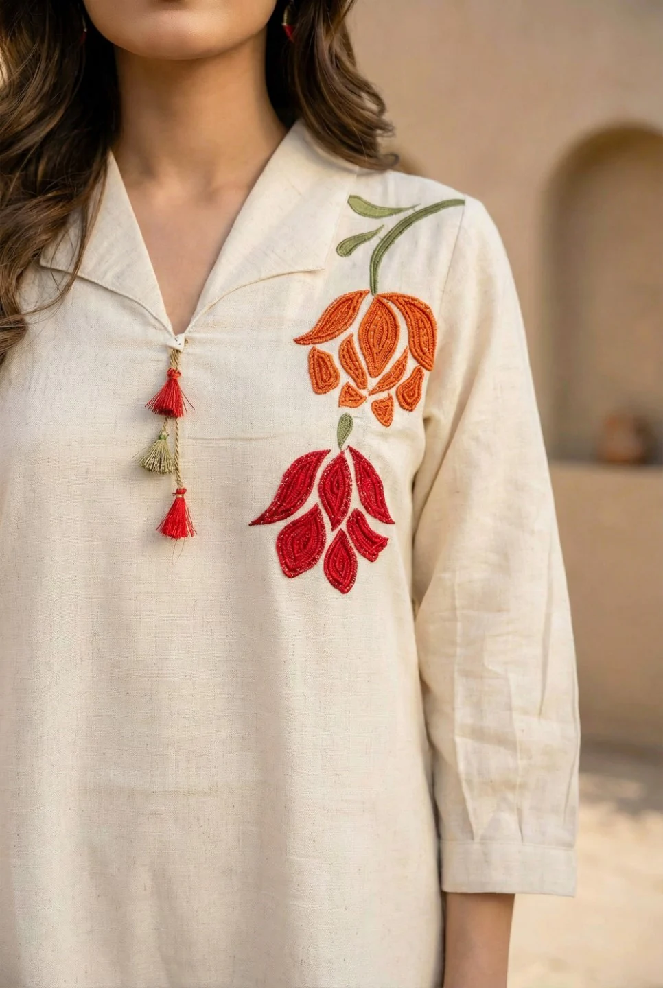 Sargi Harp embroidery Cotton kurta pant set - Image 6