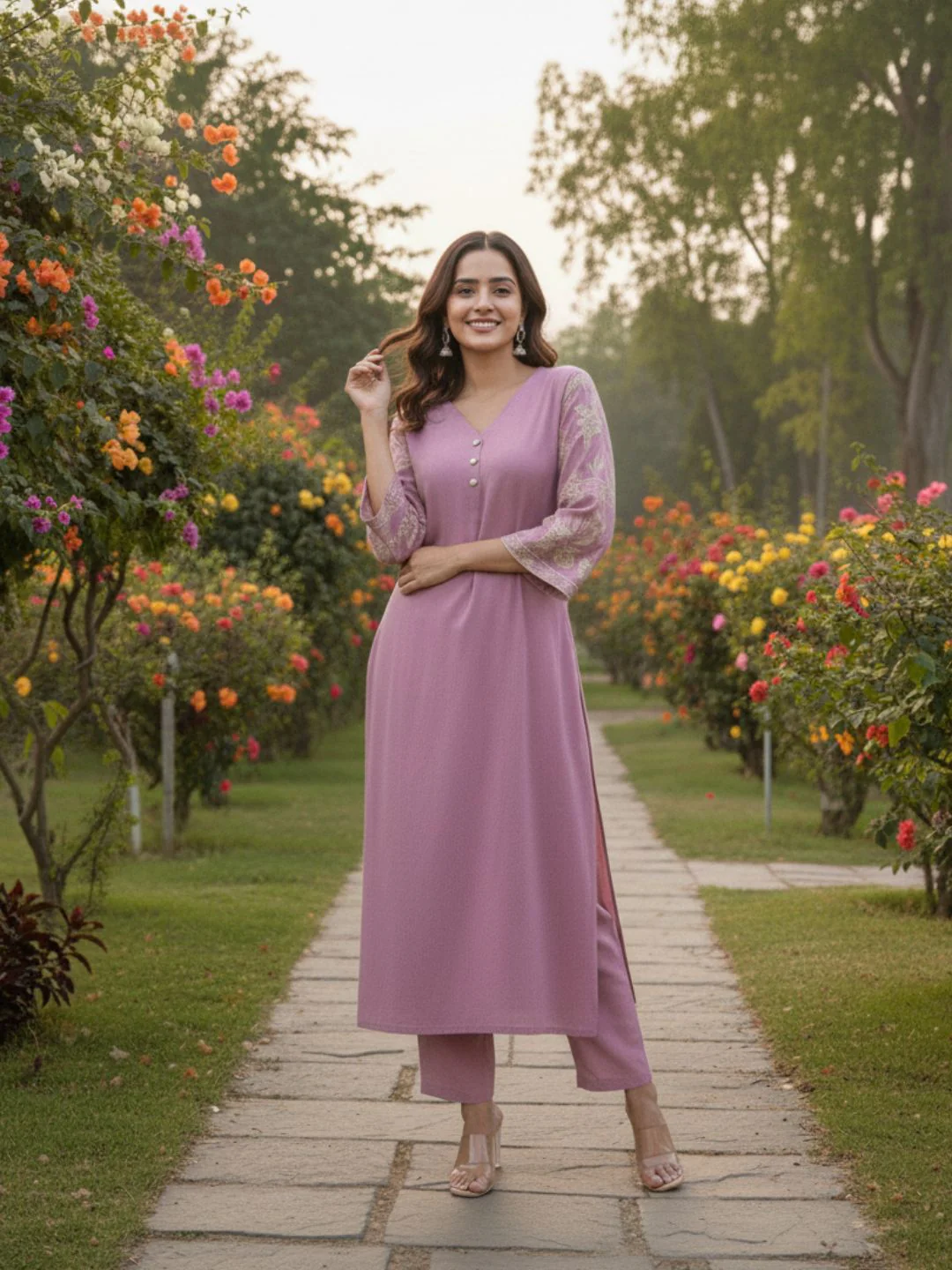 Sumaiya flamingo embroidery kurta pant set - Image 2