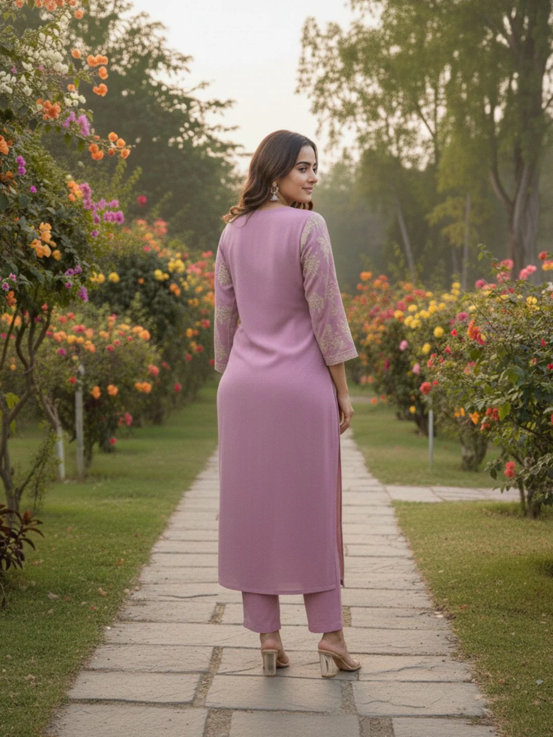 Sumaiya flamingo embroidery kurta pant set - Image 5