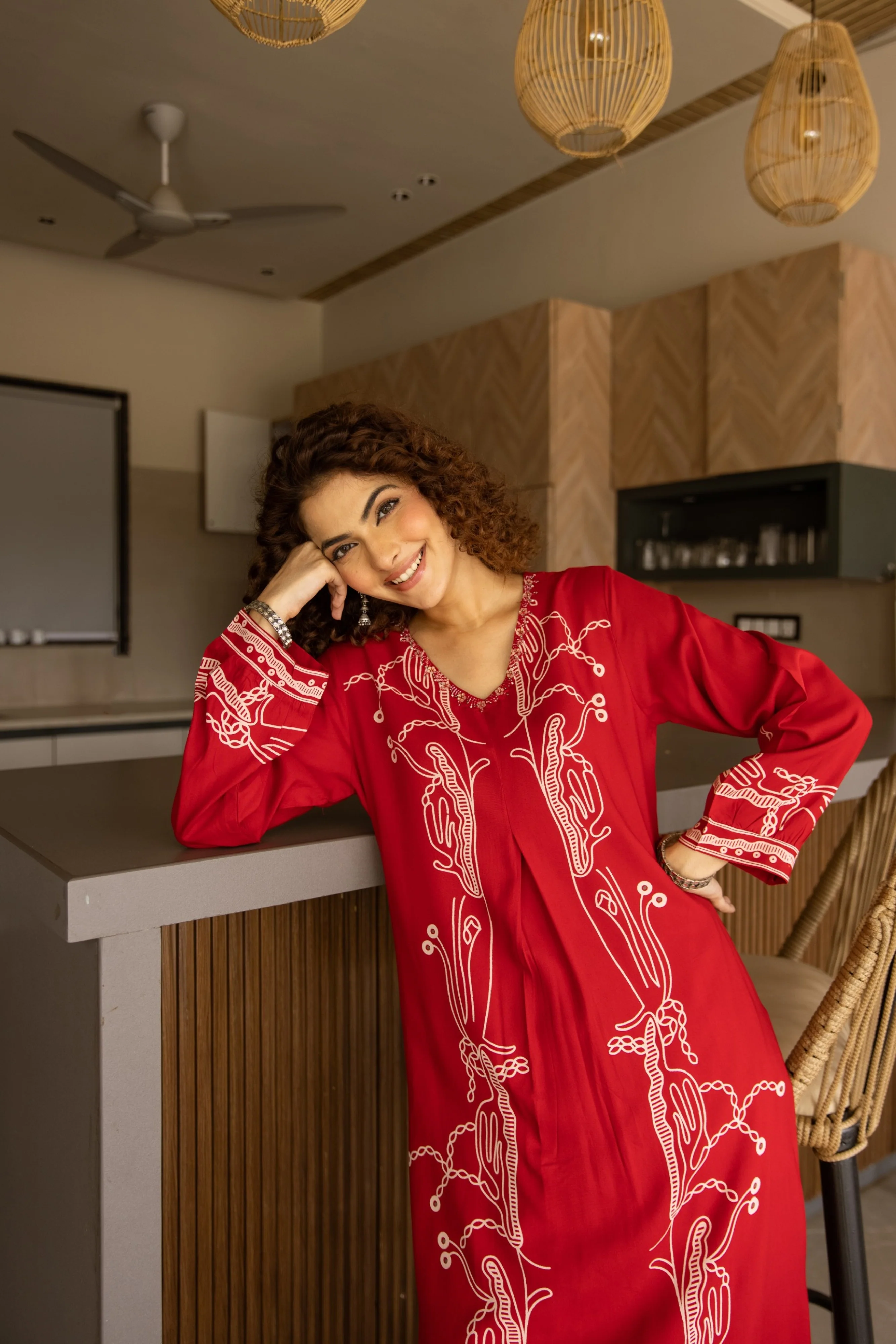 Kabool Crimson Printed Kurta Pant Set - Image 6